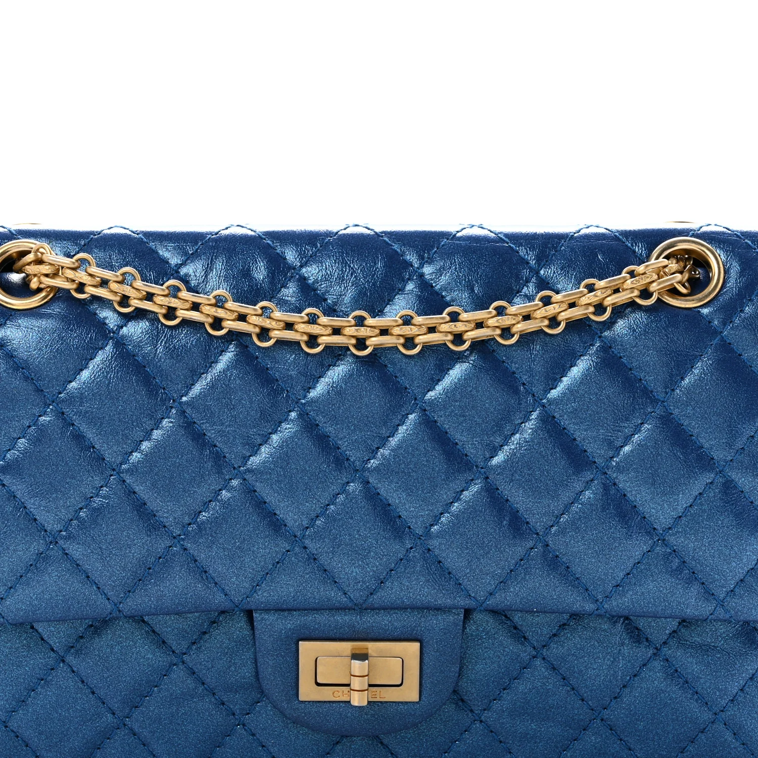 Metallic Calfskin Quilted 2.55 Reissue 225 Flap Blue - Top Club