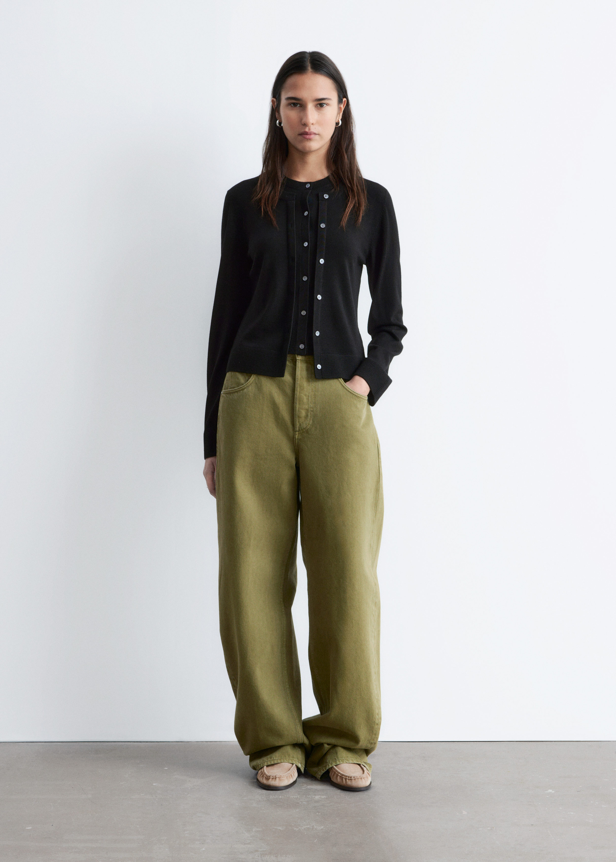 & Other Stories DOUBLE-LAYER MERINO WOOL CARDIGAN
