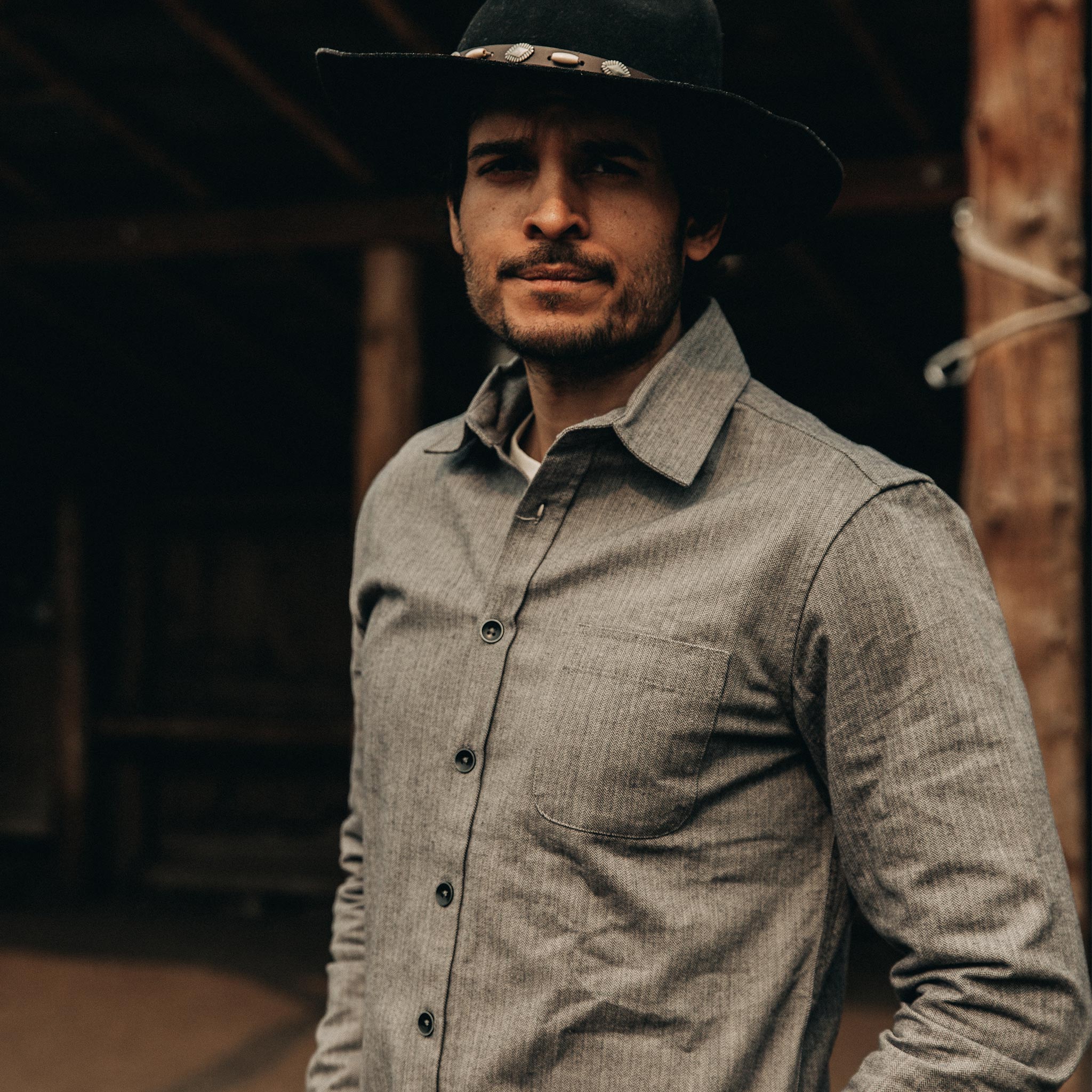 The Mechanic Shirt in Slate Herringbone