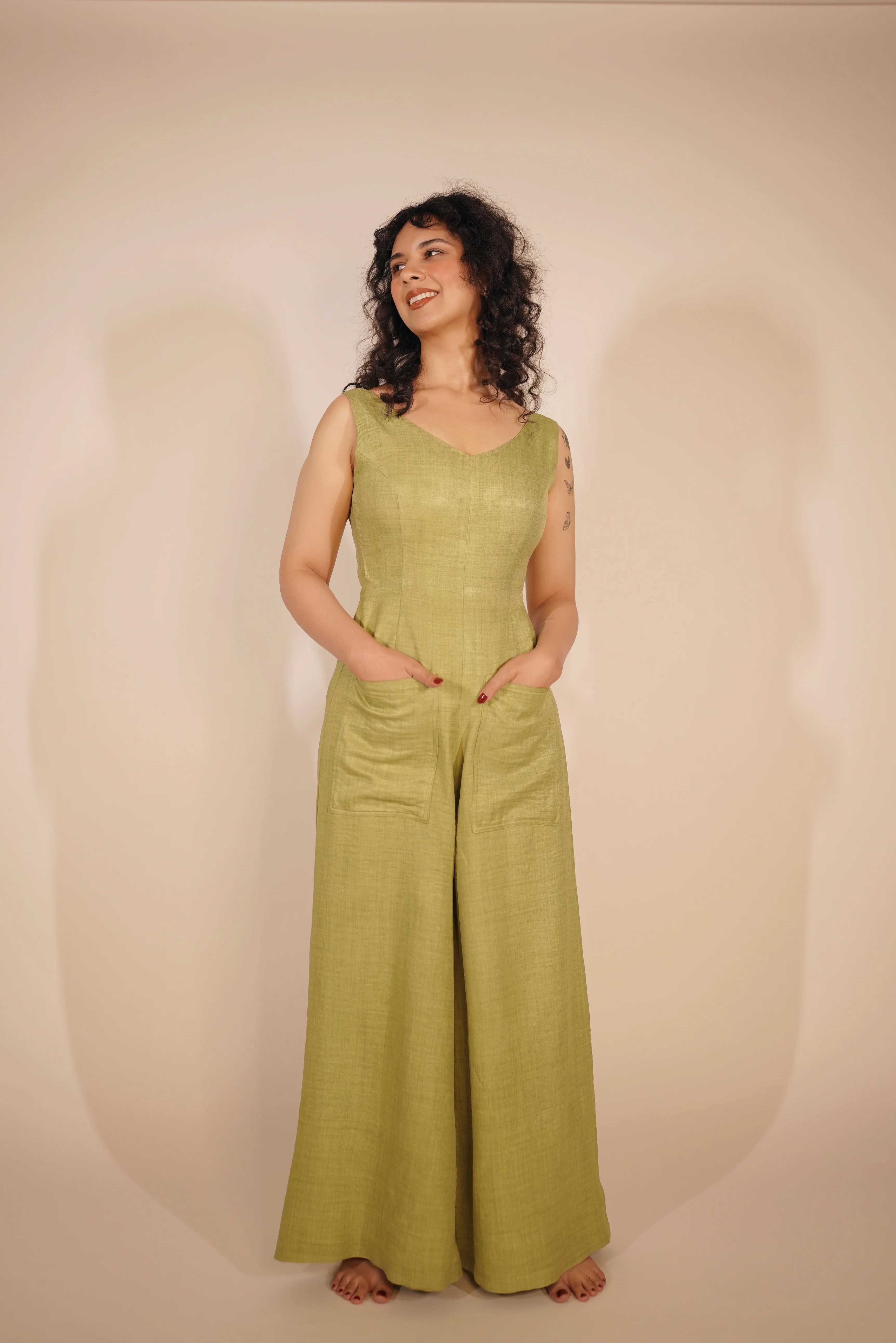 Green Cross Back Jumpsuit - XYPARS