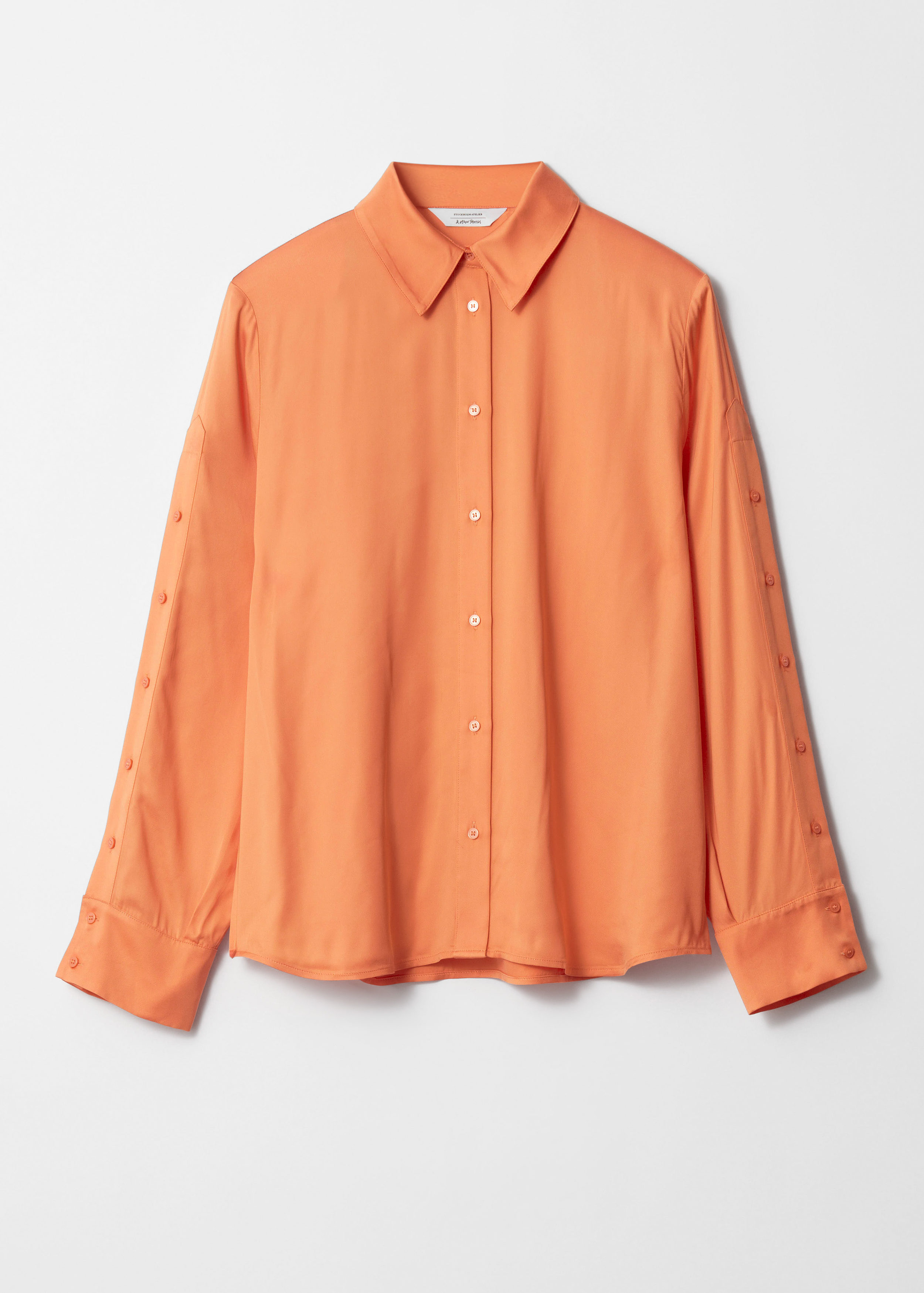 & Other Stories SATIN BUTTONED-SLEEVE SHIRT