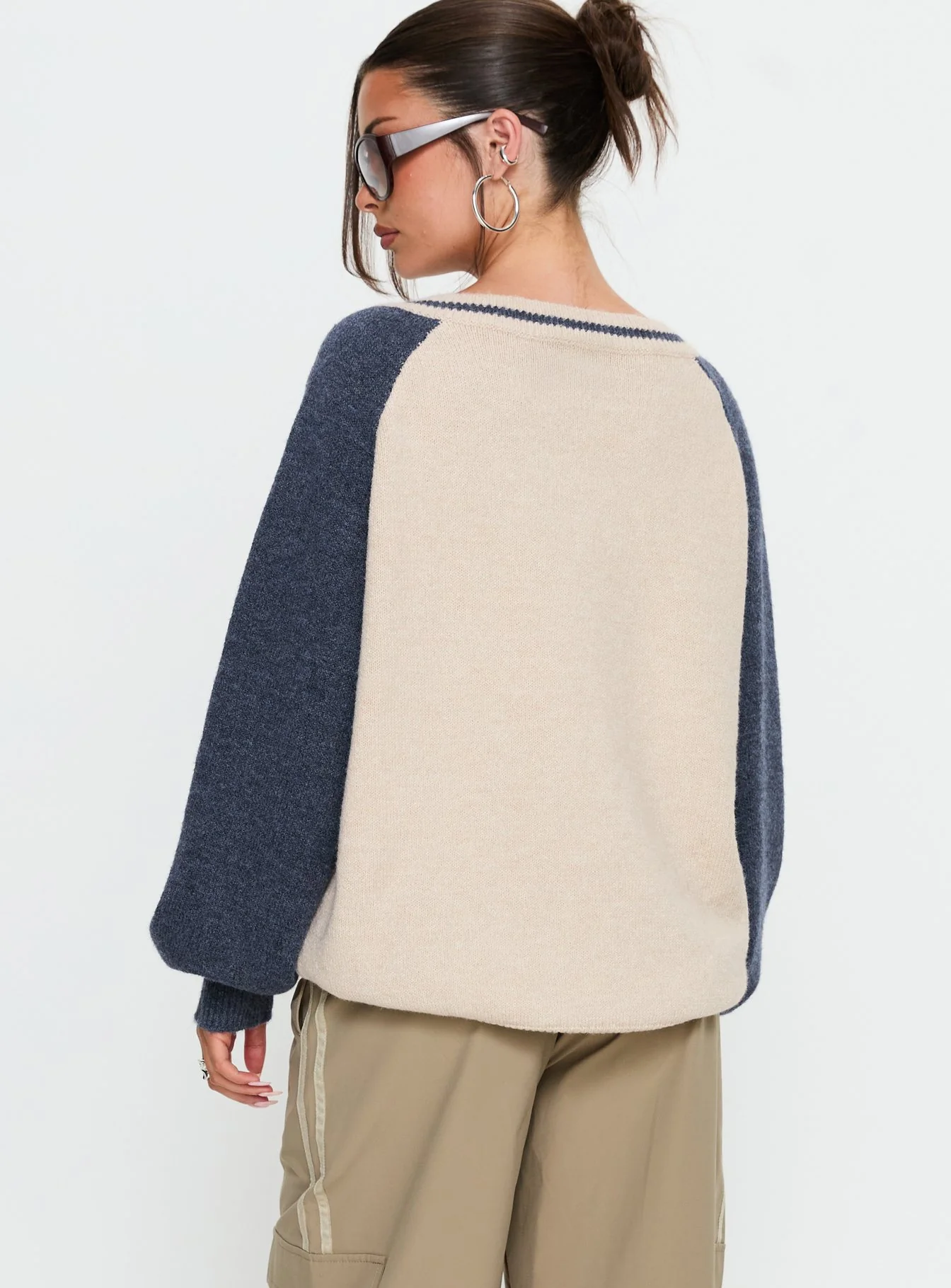 Adana V Neck Graphic Knit Sweater Multi