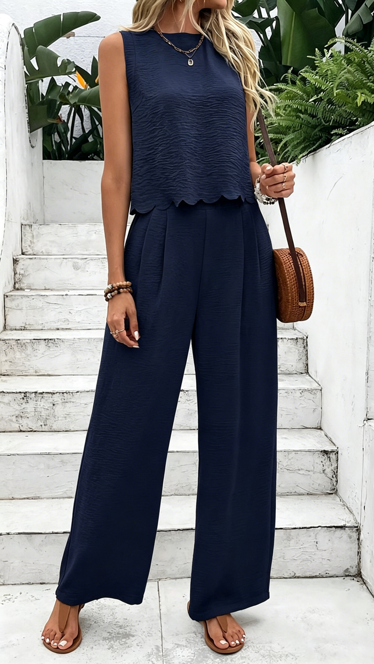 Women's Fashion Sleeveless Vest and Casual Trousers Set - Nordfashionstorm - Women's Clothing, Fashion for You - Nordfashionstorm.com