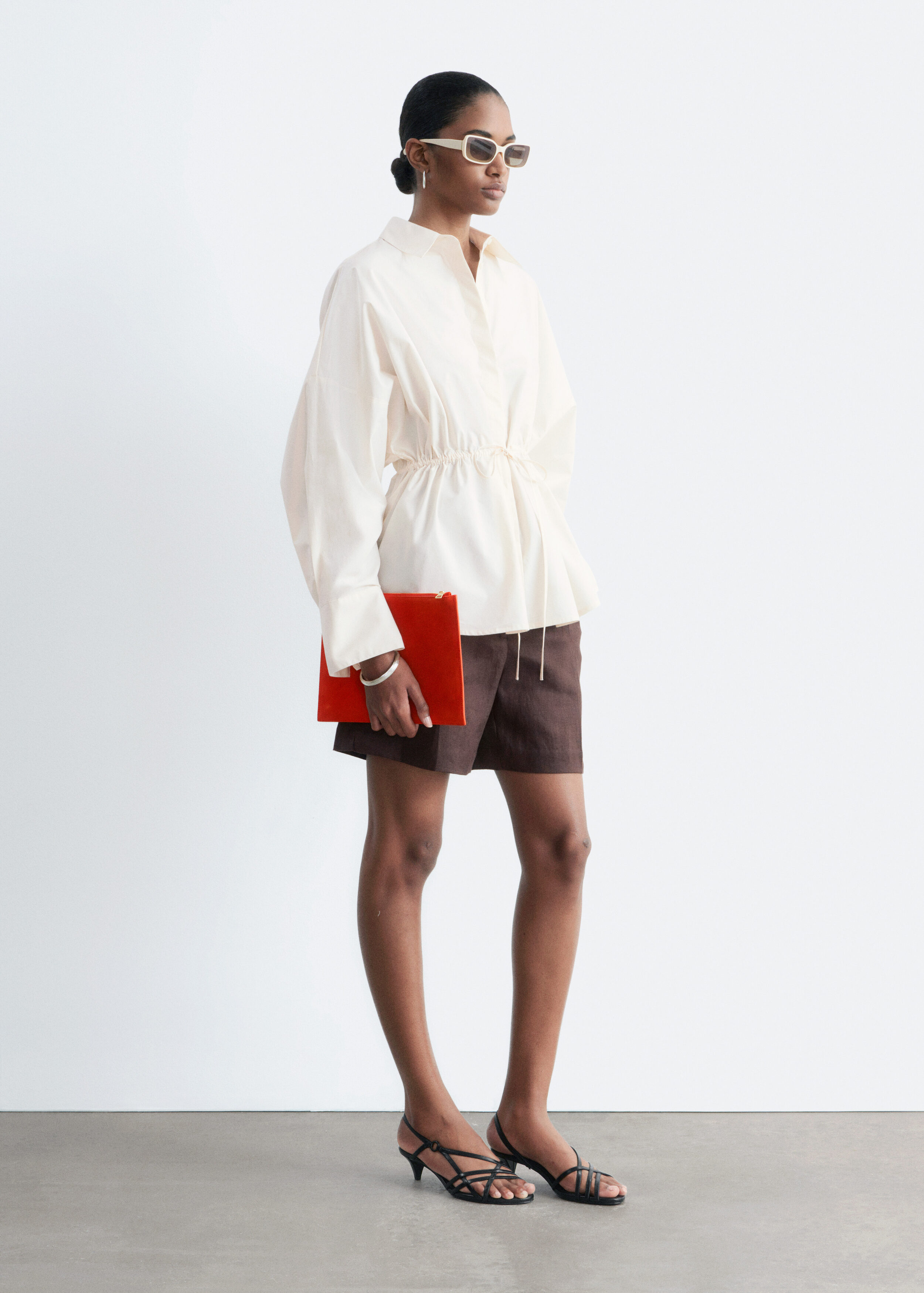 & Other Stories COTTON POPLIN DRAWSTRING SHIRT