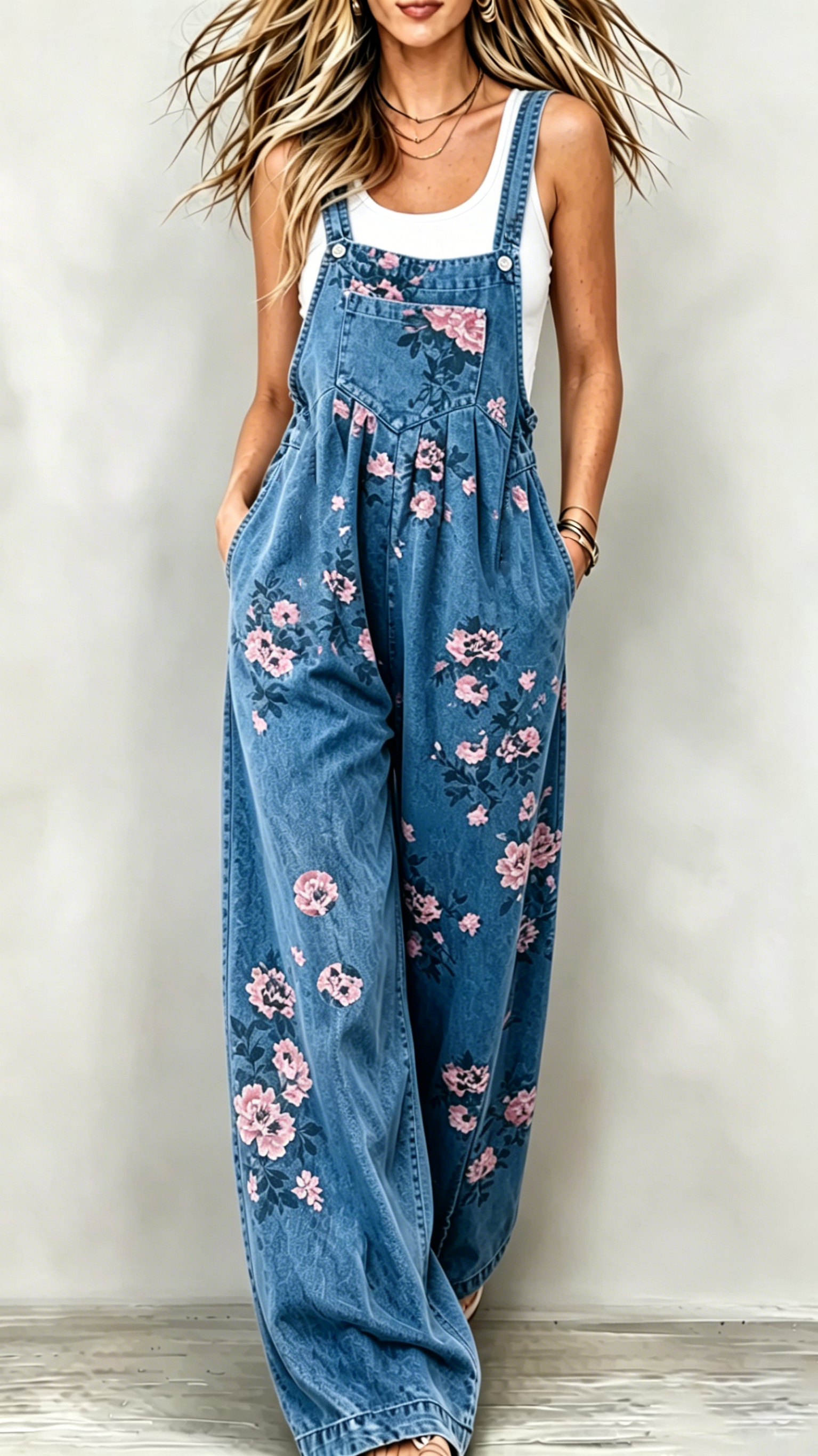 Printed Casual Jumpsuit — Sleeveless Overalls - Nordfashionstorm - Women's Clothing, Fashion for You - Nordfashionstorm.com