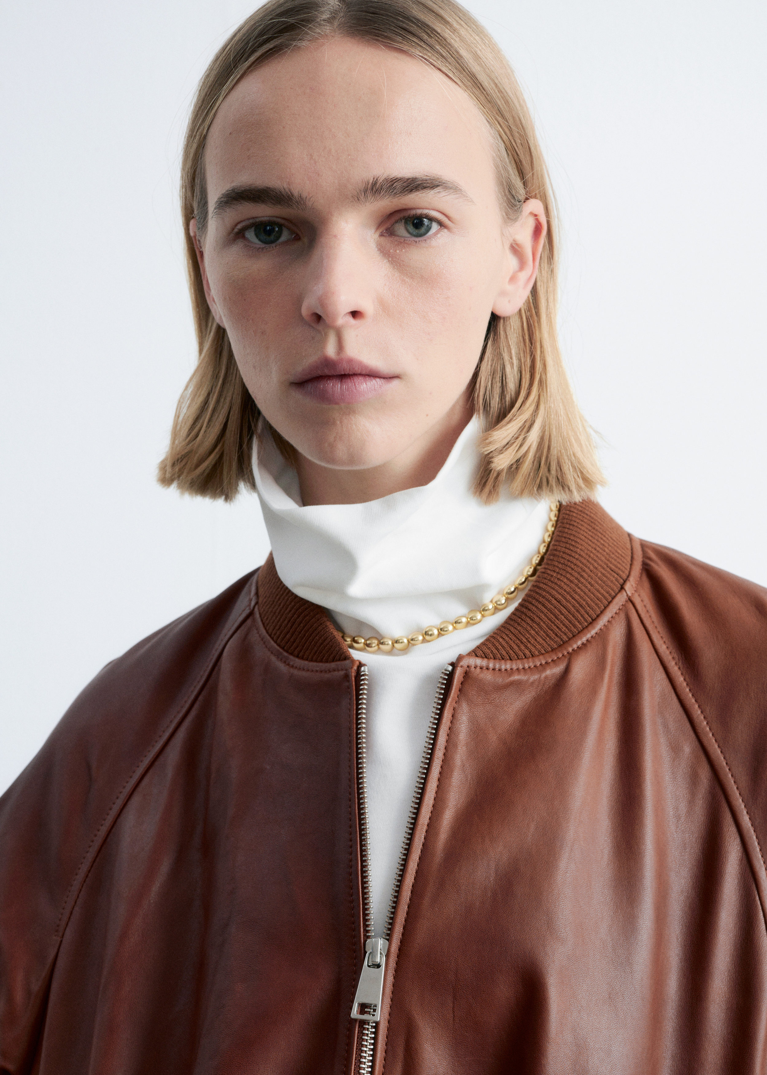 & Other Stories LEATHER BOMBER JACKET