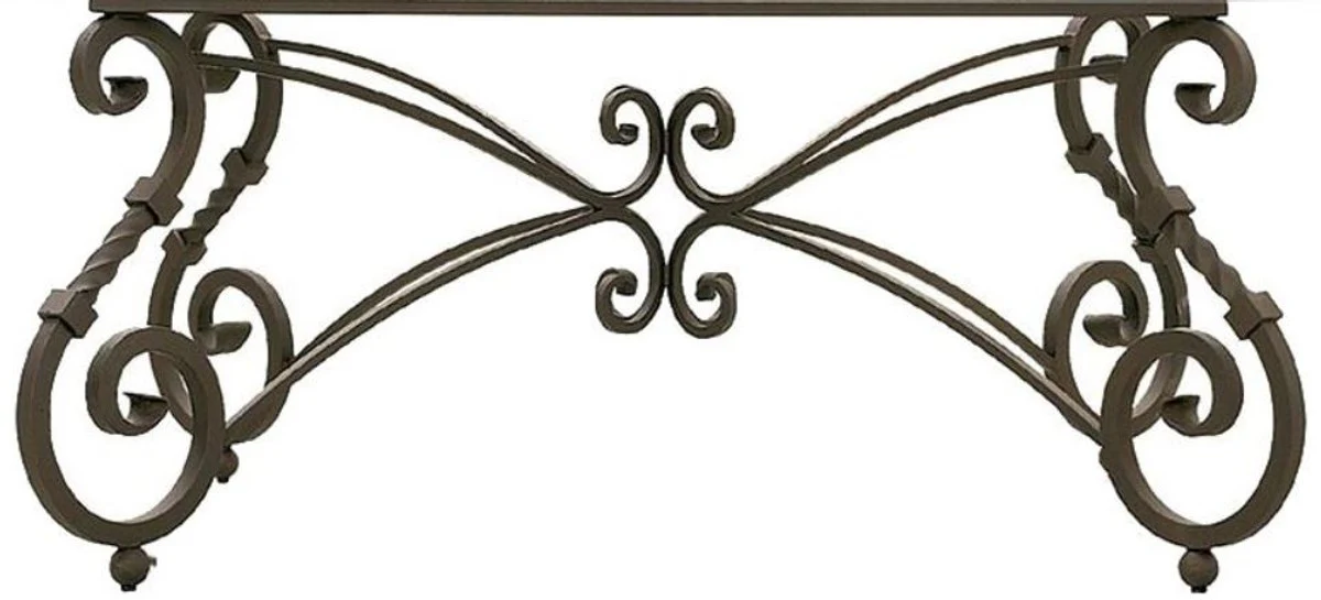 Luxury Baroque Dining Table - Handcrafted Wrought Iron Kitchen Table with Natural Stone Mosaic Tiles Table Top - Garden Table - Patio Table - Garden Patio Dining Room Furniture