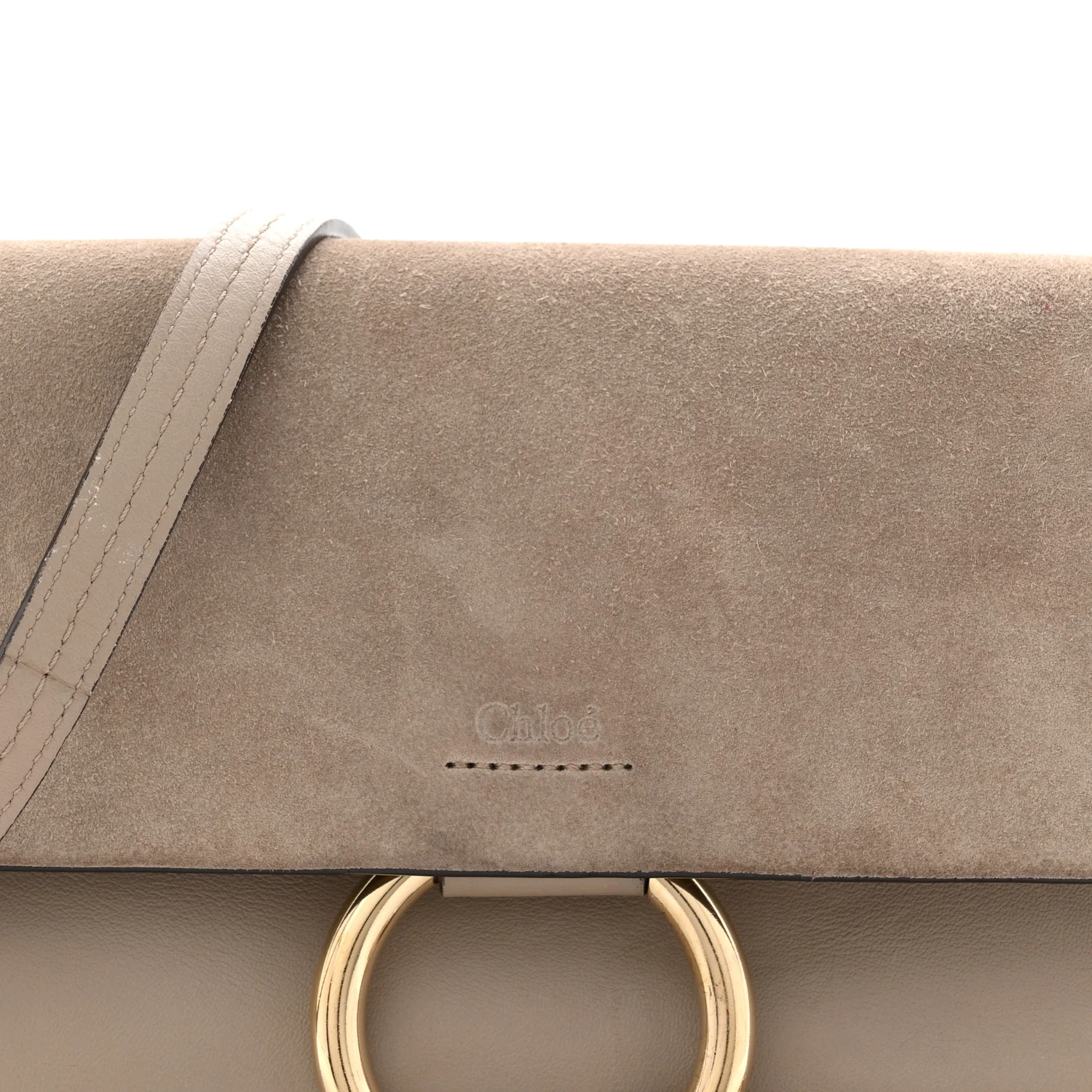 Suede Calfskin Small Faye Shoulder Bag Motty Grey - Top Club