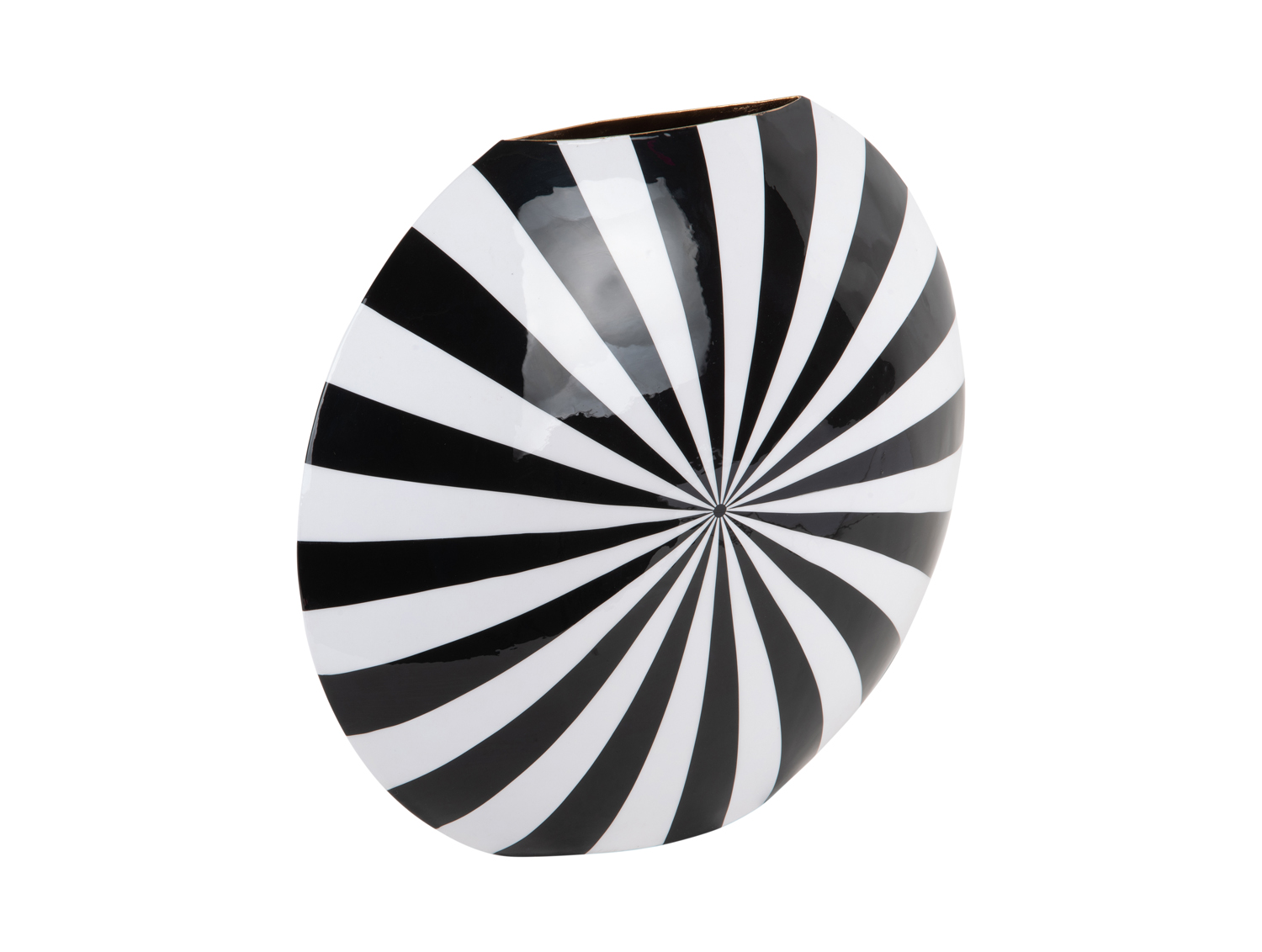Vase Candy Swirl large enamel black & white