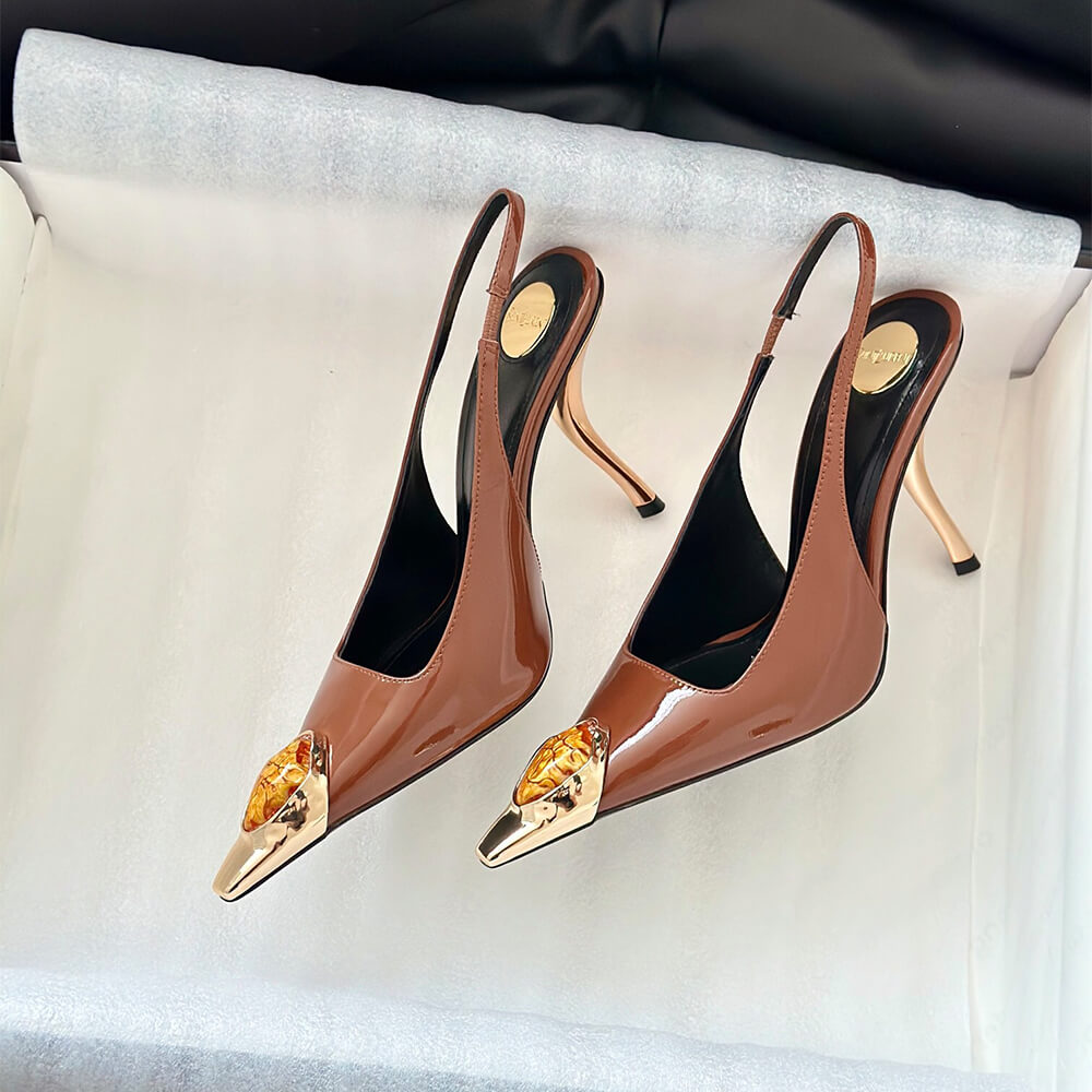 YSL Loulou Slingback Pumps in Patent Leather - Top Club