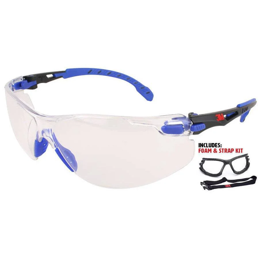 3M Solus Safety Glasses Blue with Foam Kit and Clear Anti-Fog Lens - Alvarez Pro Painting LLC