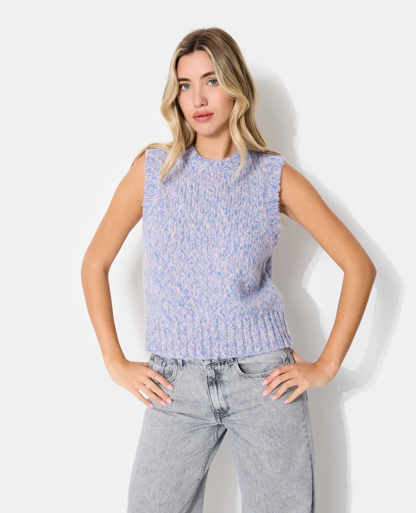 Pimkie Pull sans manches en maille moulinée