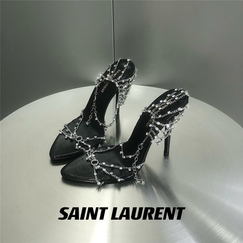 YSL metal diamond chain high heels - Sneaker Replica Workshop