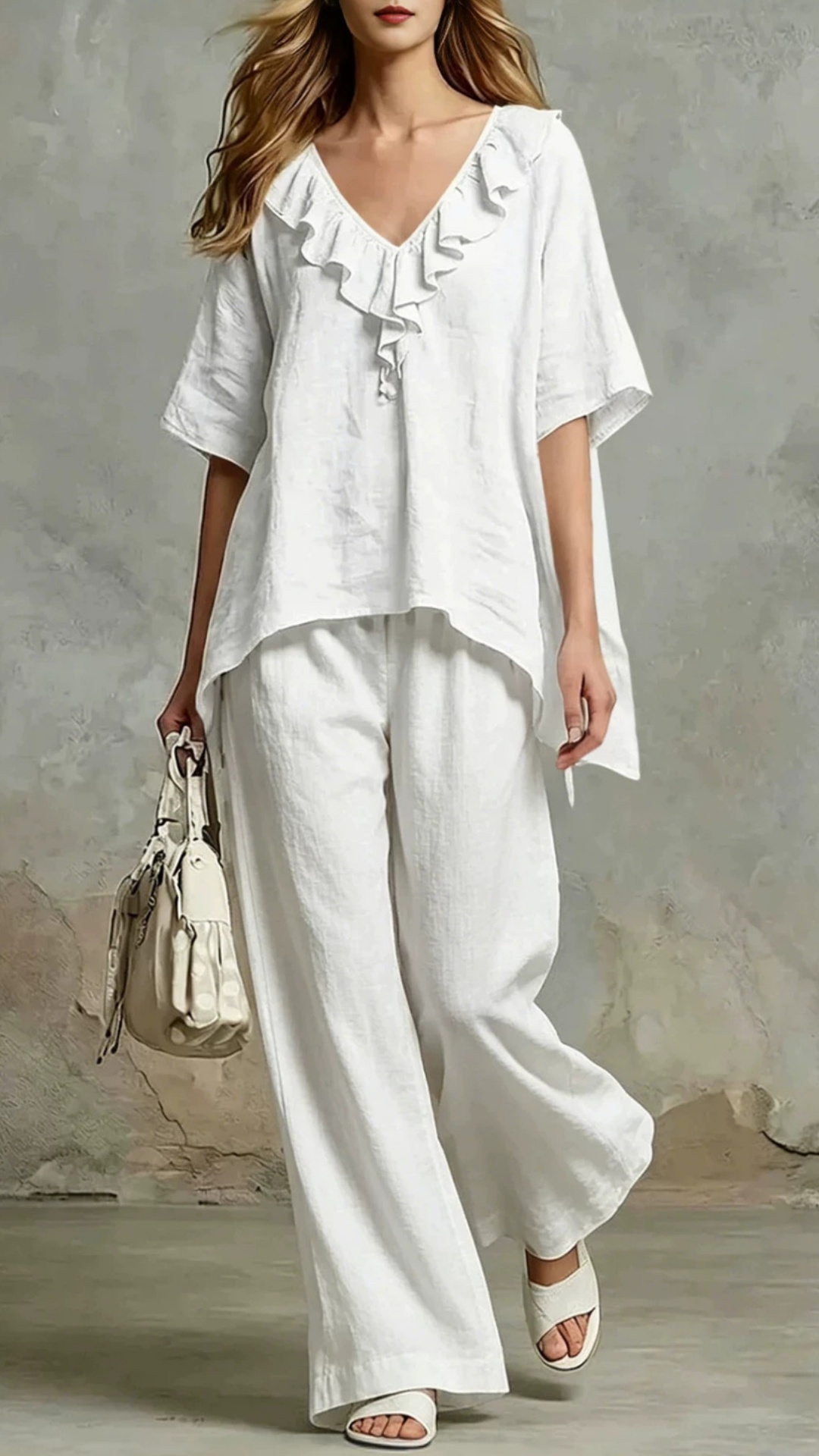 Women's Loose-Fit V-Neck Pullover & Cotton Casual Two-Piece Set - Nordfashionstorm - Women's Clothing, Fashion for You - Nordfashionstorm.com