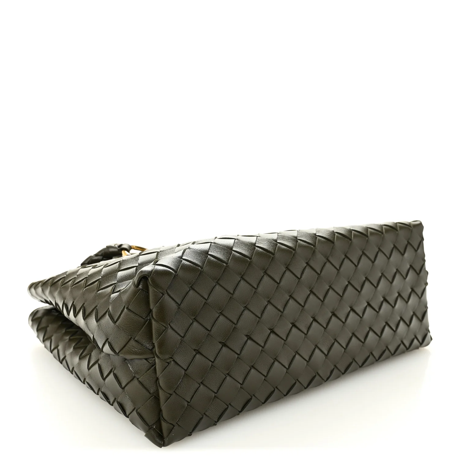 Nappa Intrecciato Medium Andiamo Shoulder Bag Kaki - Top Club