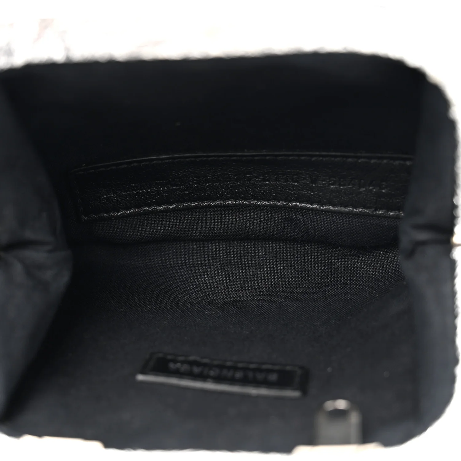 Metallic Textured Calfskin Logo Cloud Coin Purse With Strap Silver - Top Club