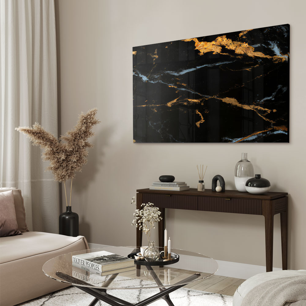 Walljar acrylglas schilderij - Dark Marble Acrylglas schilderij - 150 x 225 cm