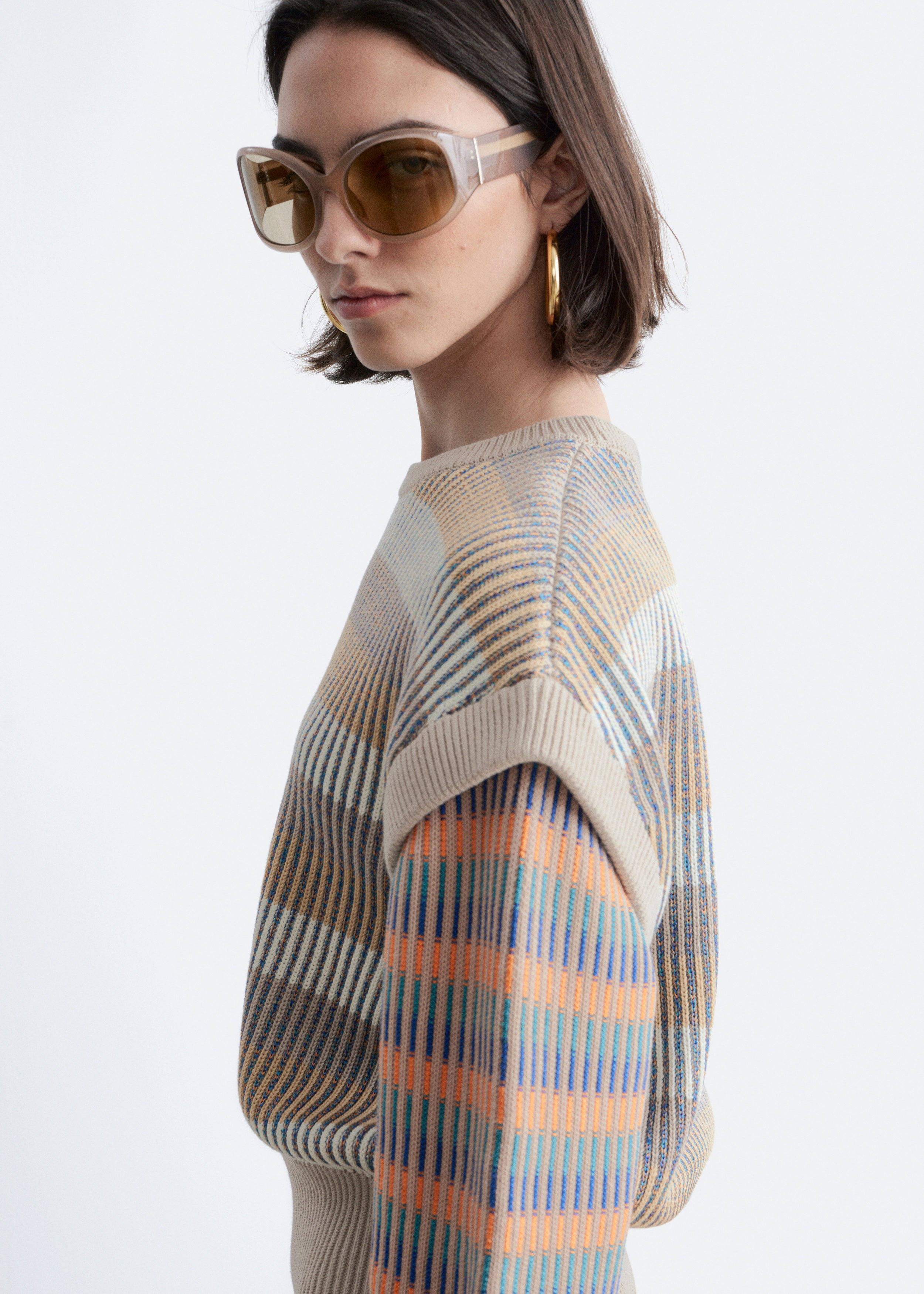 & Other Stories STRIPED PANEL KNIT JUMPER