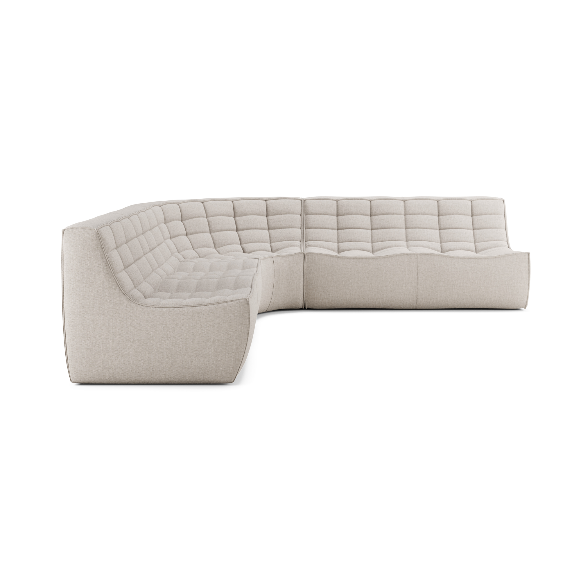 Modulaire bank N701 beige set 2x2  seat 90° ronde hoek