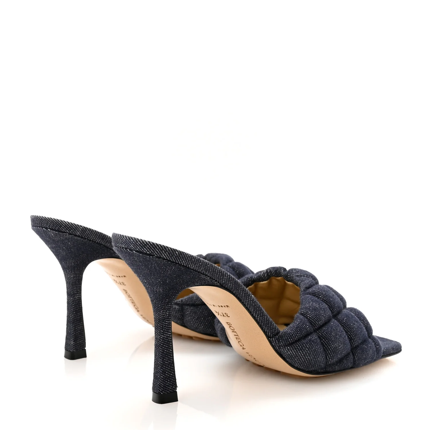 Denim Matelasse Padded Mule Sandals 37.5 Indigo - Top Club