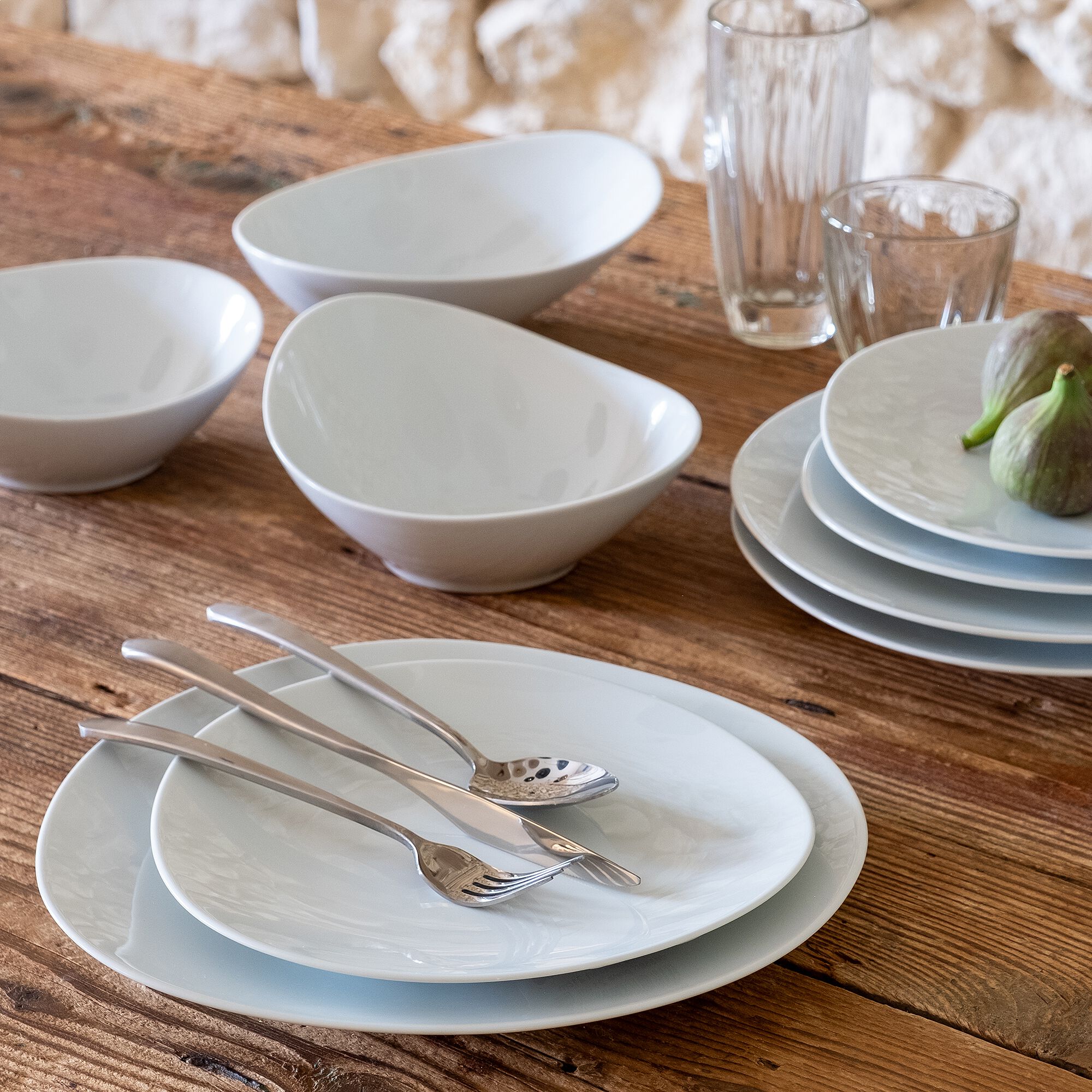 CAILLA - Assiette à dessert en porcelaine D24cm - blanc