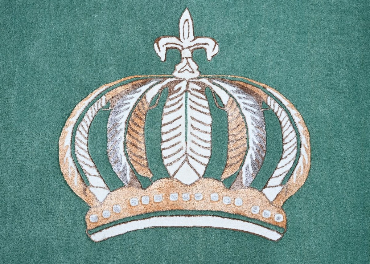 Round Pompöös by Luxury Baroque Carpet Crown by Harald Glööckler Green / White / Brown - Various Sizes