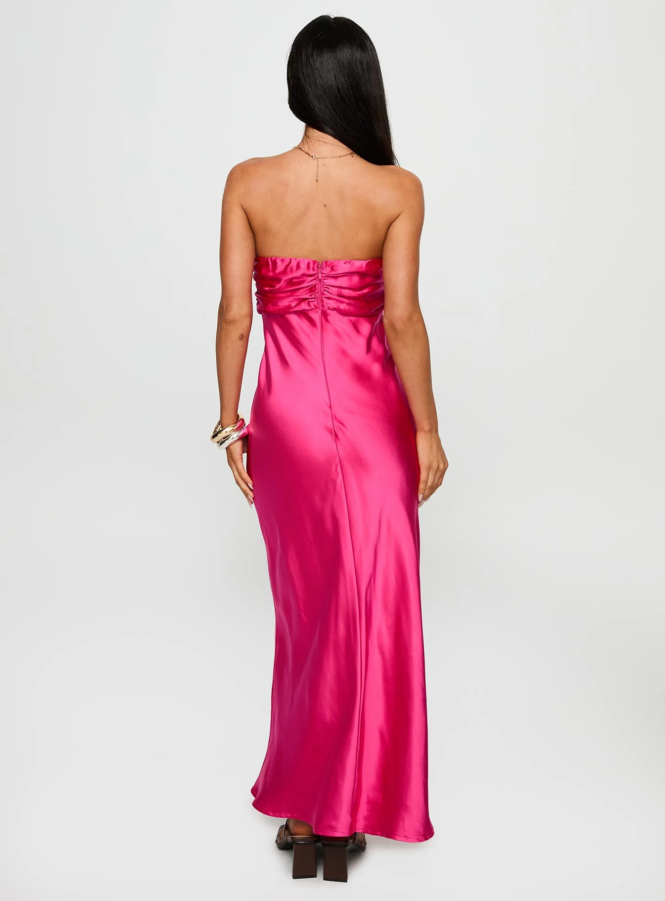 Cyprian Strapless Maxi Dress Hot Pink