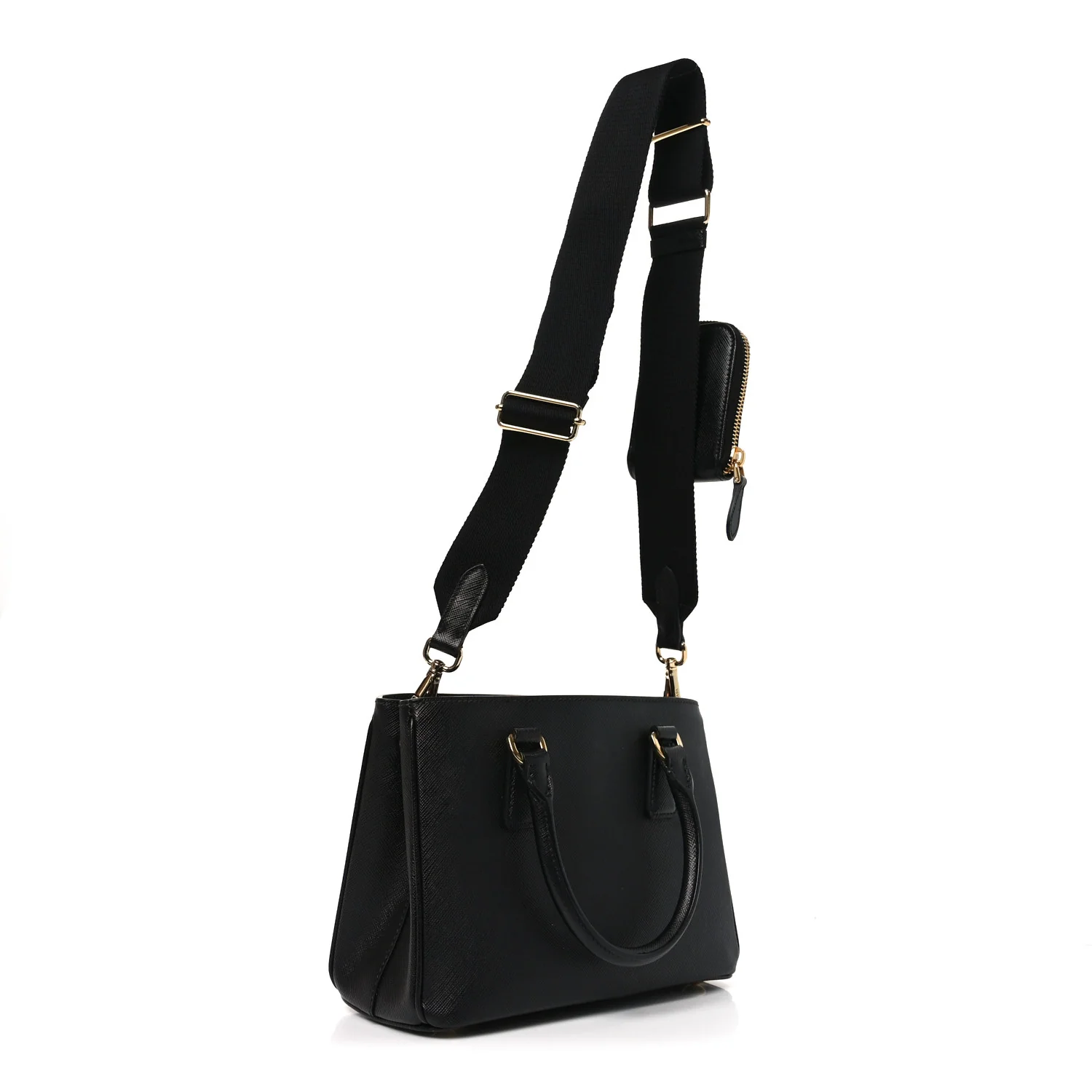 Saffiano Lux Micro Galleria Shoulder Bag Black - Top Club