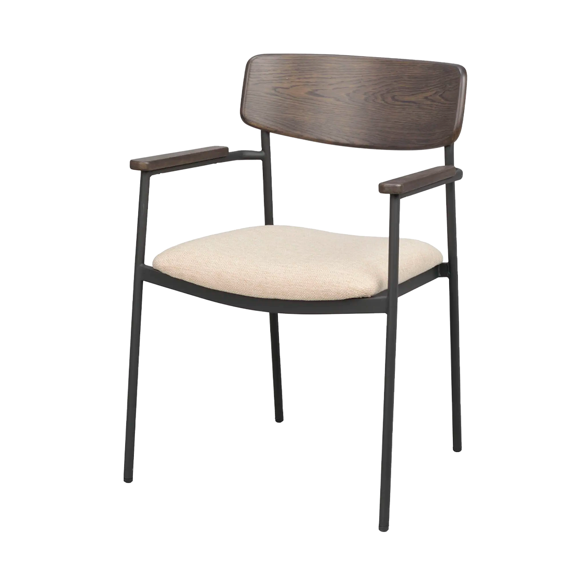 Eetkamerstoel Maymont - met armleuningen Donkerbruin met beige zitting