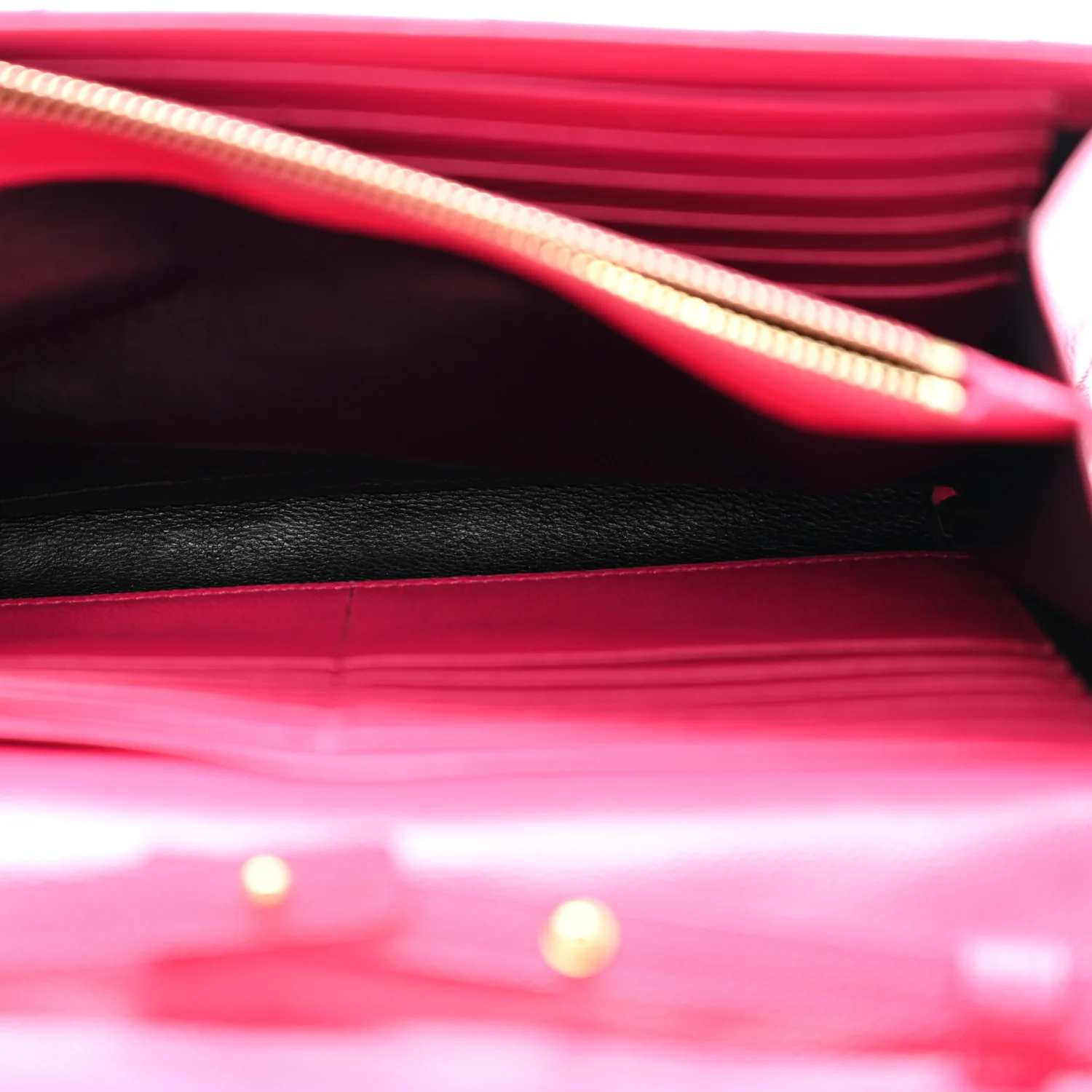 Grain De Poudre Matelasse Chevron Monogram Chain Wallet Lipstick Fuchsia - Top Club