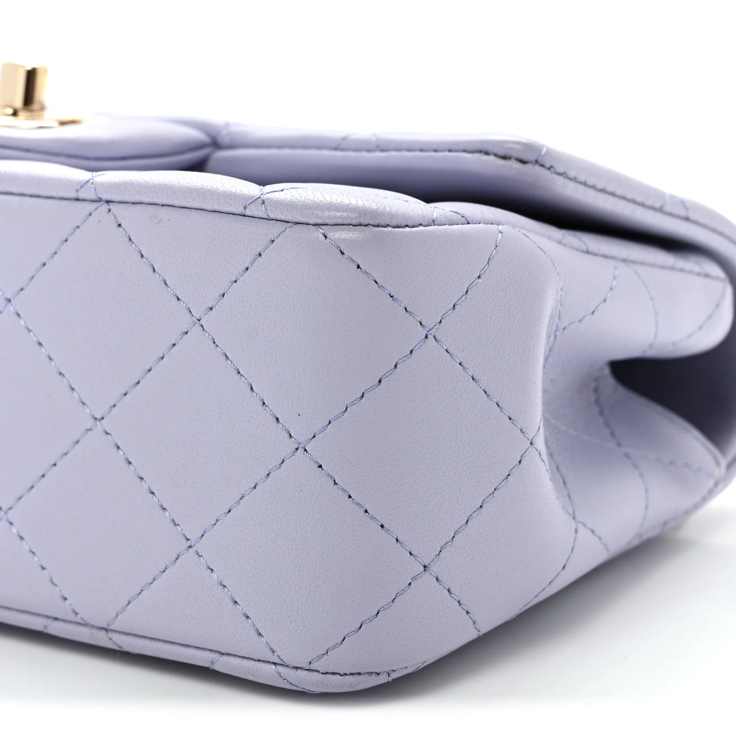 Lambskin Quilted Mini Top Handle Rectangular Flap Light Purple - Top Club