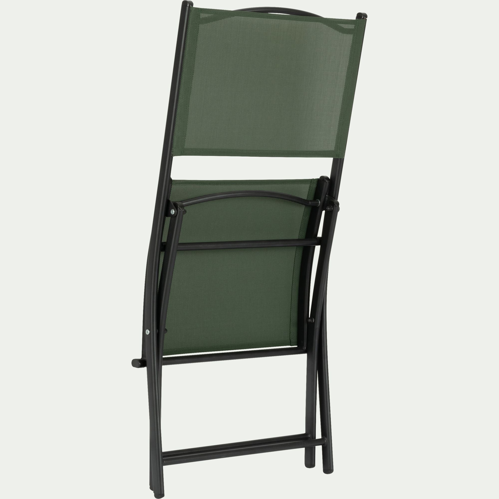 LIMONE - Chaise de jardin pliante acier et toile plastifiée - vert cèdre