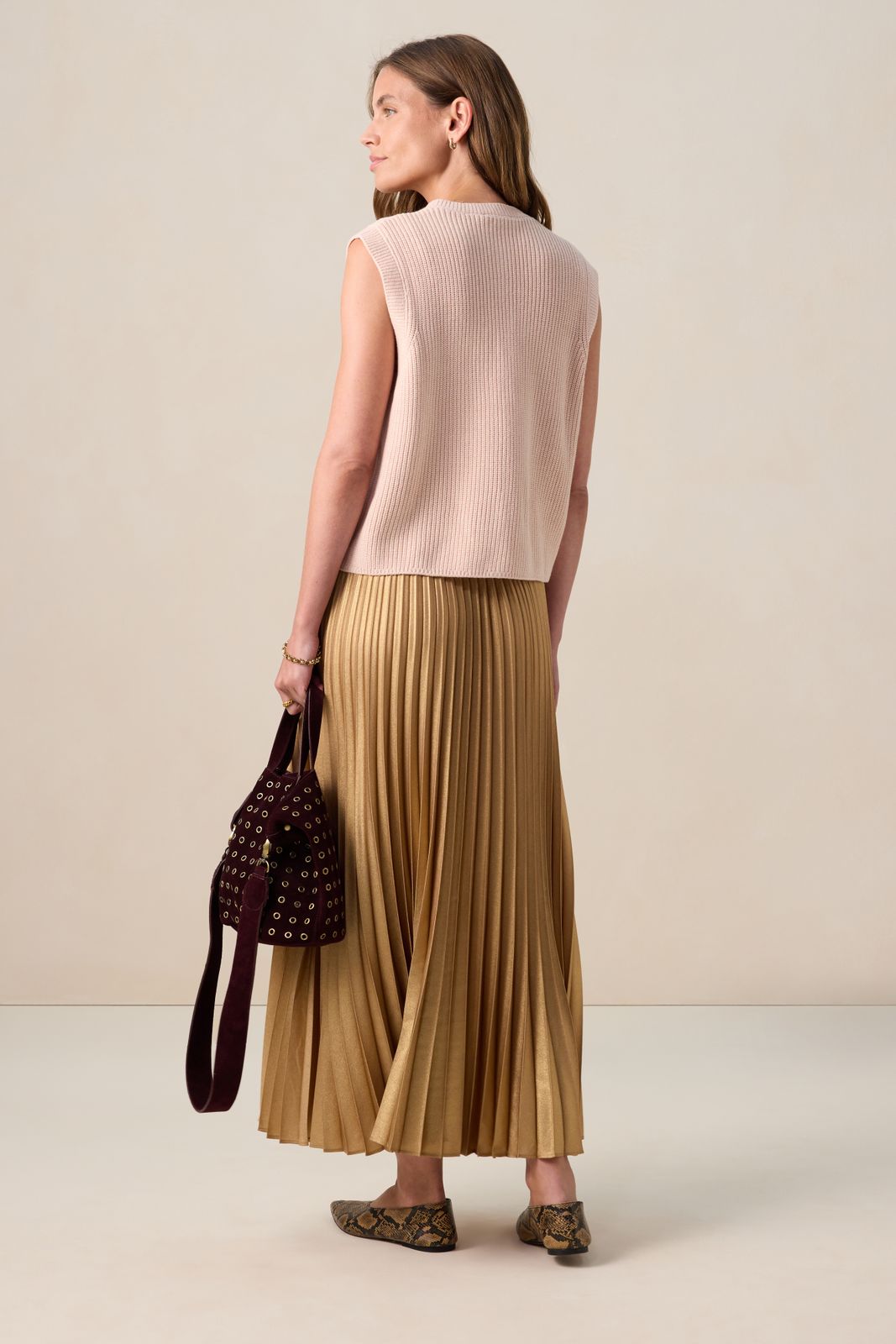 Lichtroze gilet met knoopsluiting