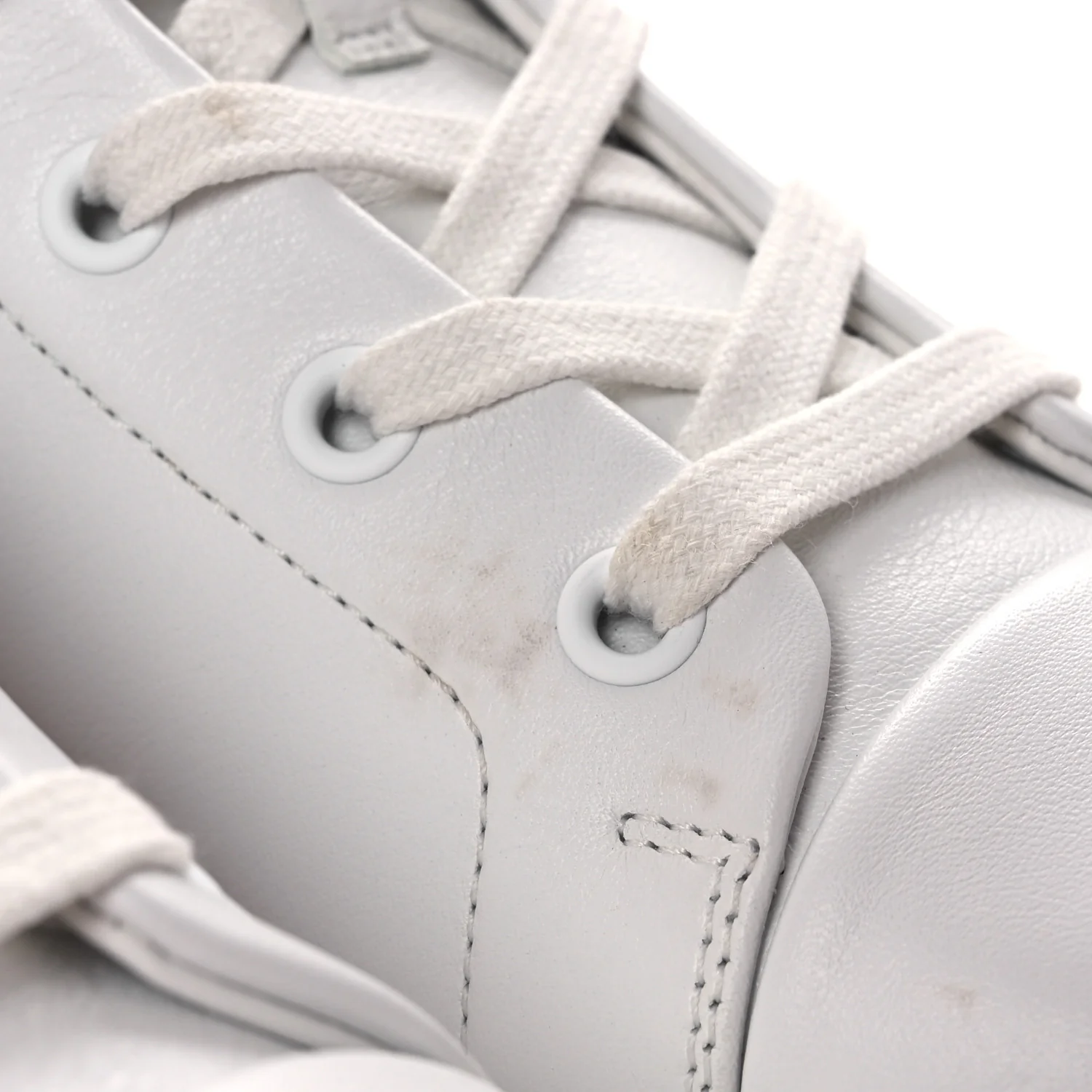 Calfskin Womens Happiness High Top Sneakers 36.5 White - Top Club