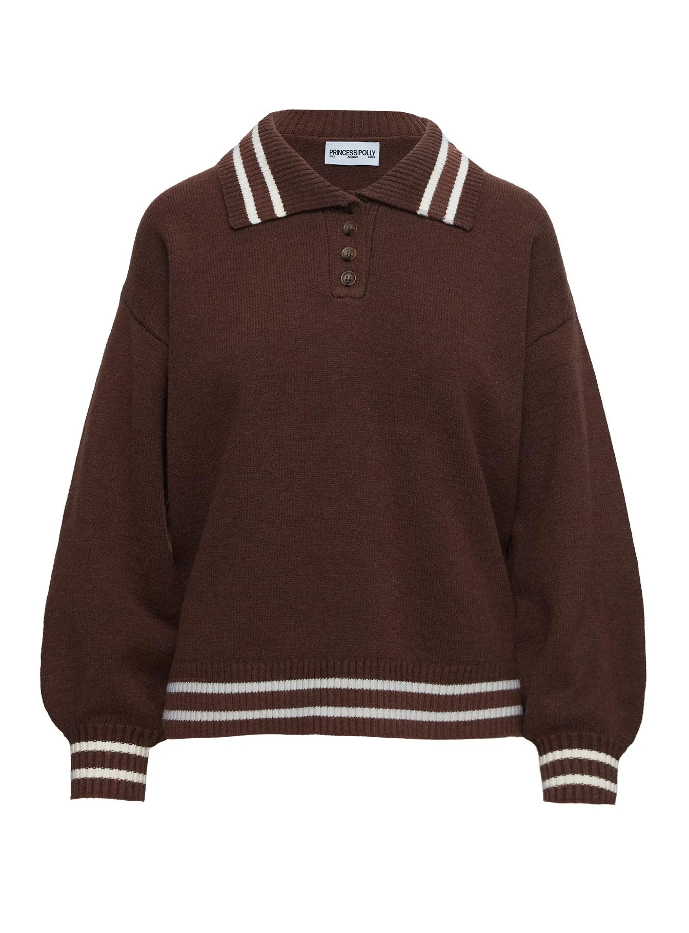 Square One Collared Jumper Brown / Cream