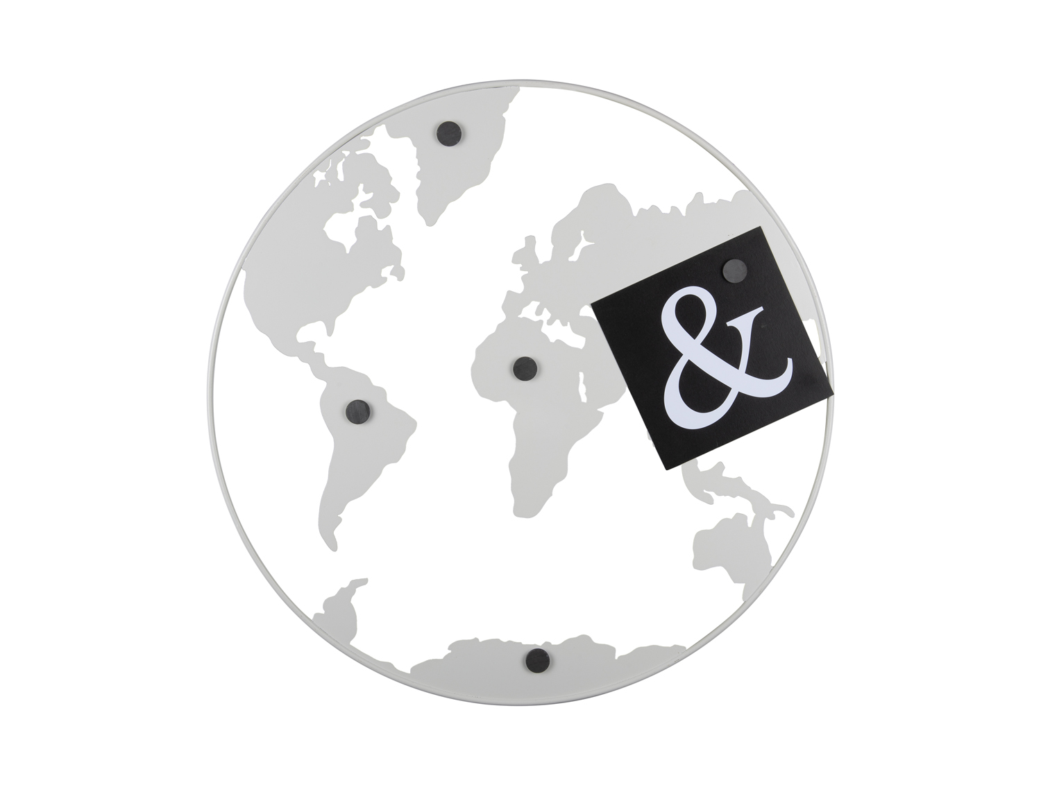 Memo board World Map w. magnets iron white