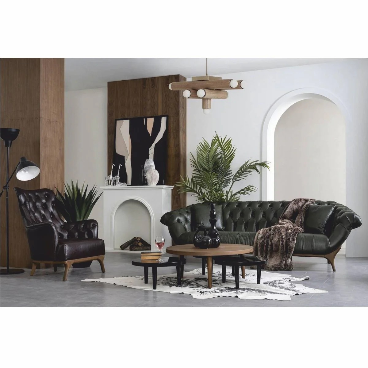 Luxury Chesterfield genuine leather armchair dark brown / brown - genuine leather furniture