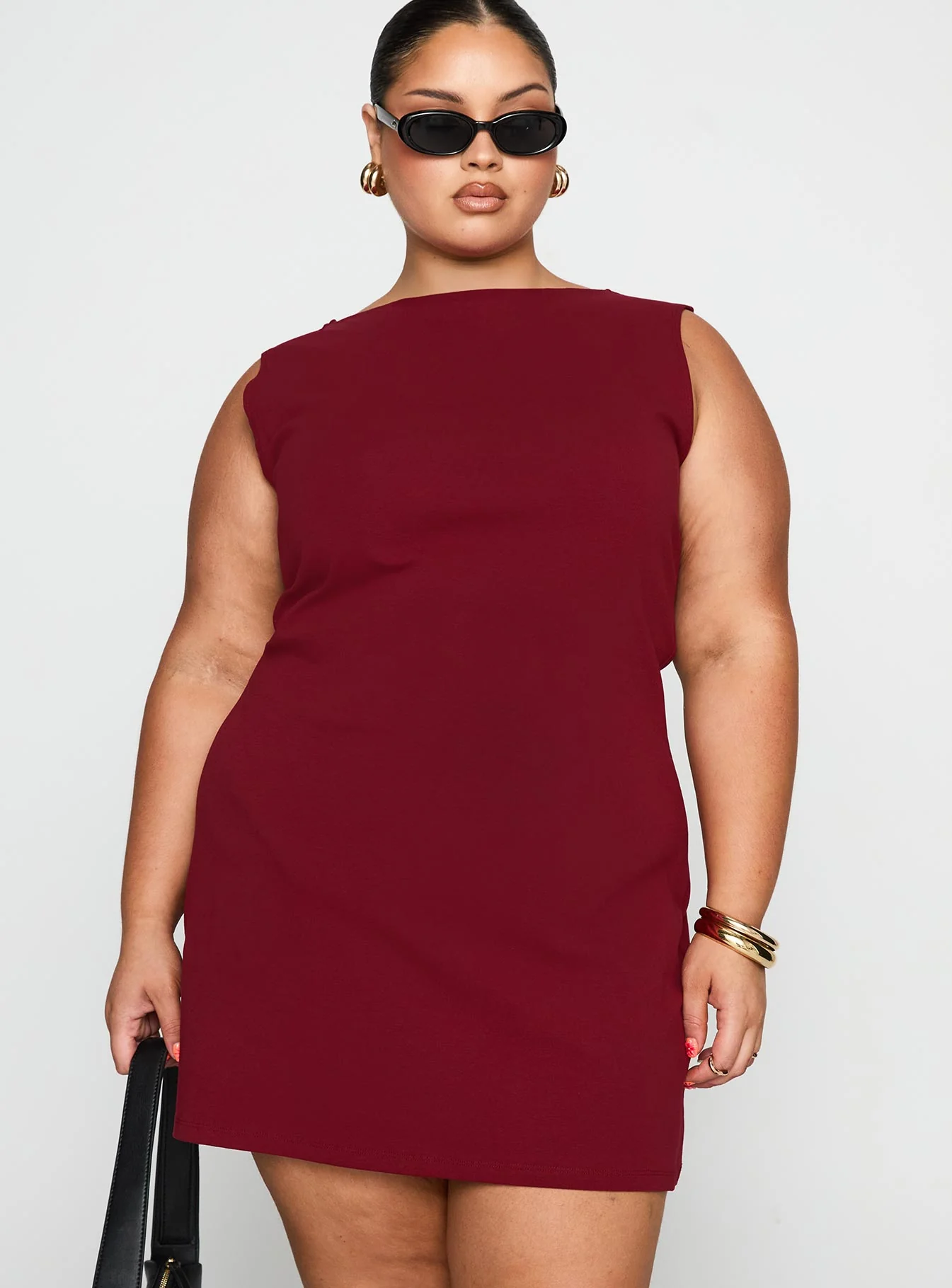 Zimmie Mini Dress Burgundy Curve