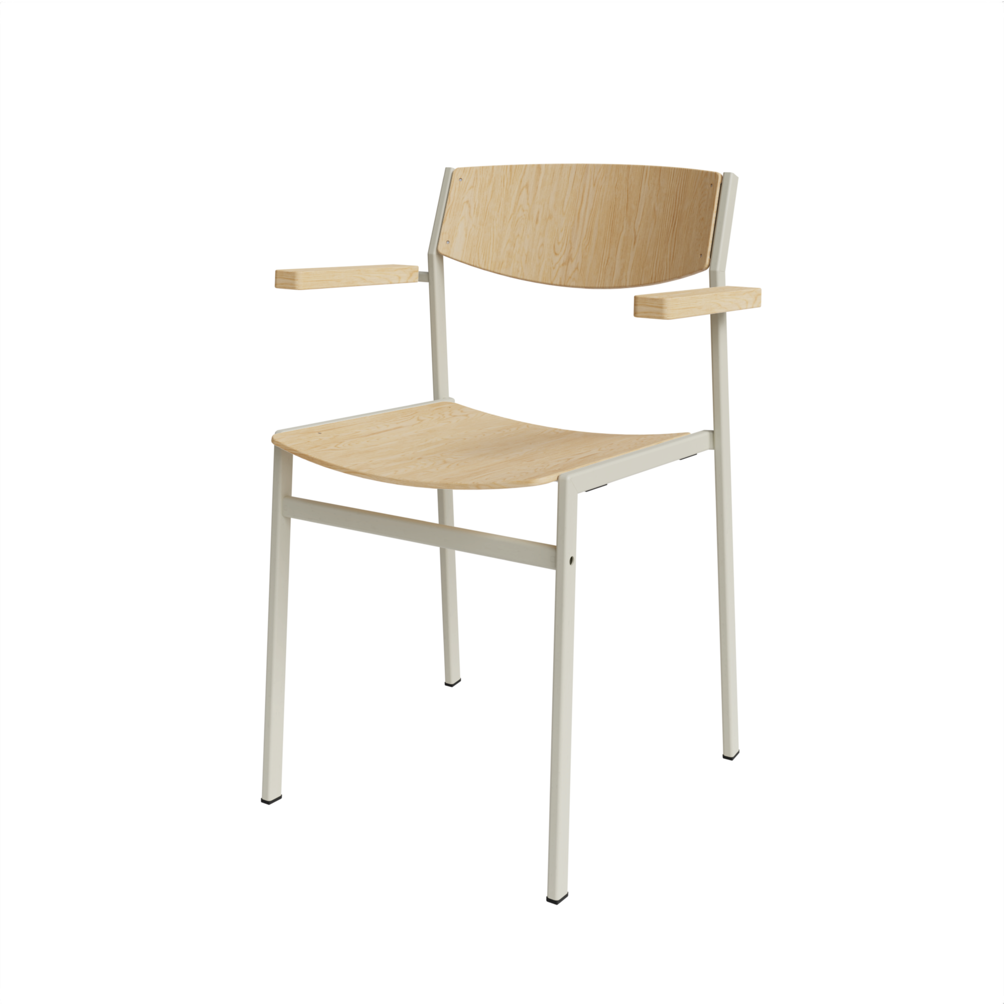 Dining 50 MA Hout - Frame RAL1013 Pearl White - Eiken Fineer Naturel + arms Eiken Fineer Naturel