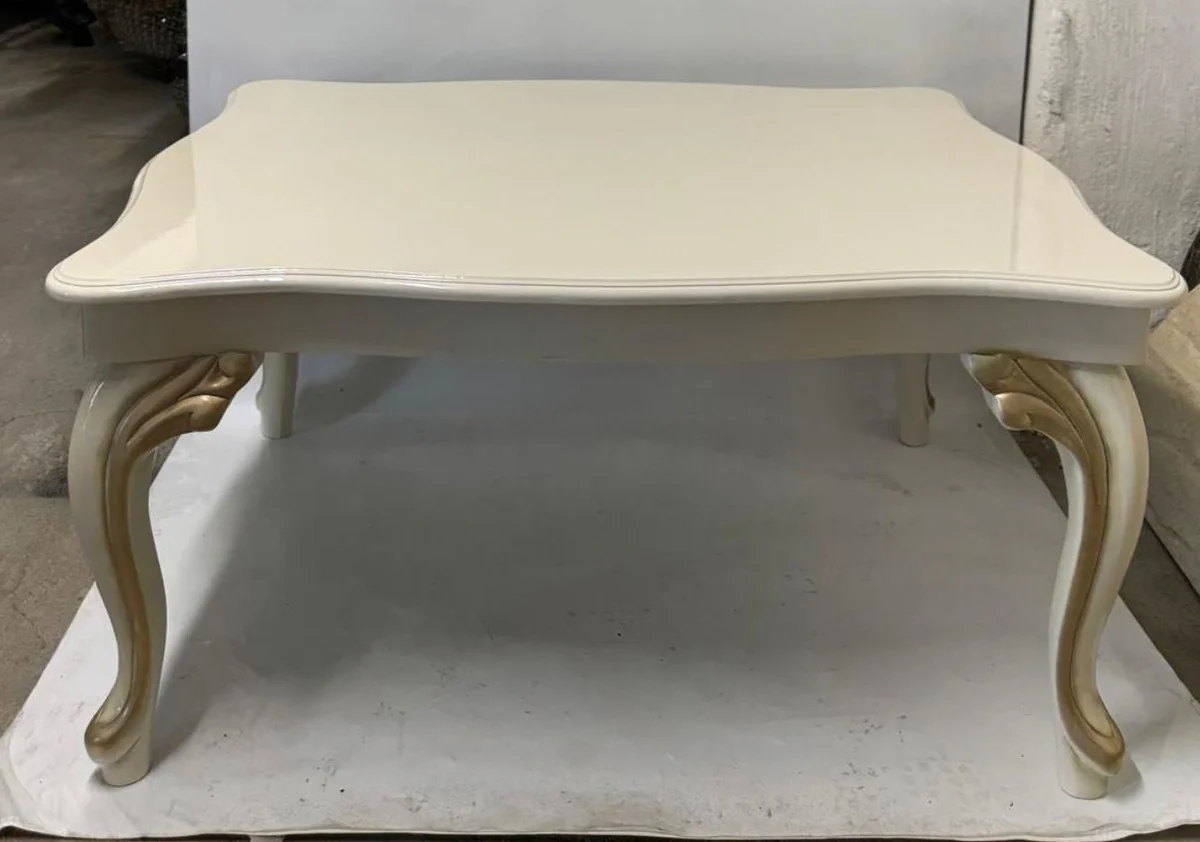 Luxury baroque coffee table cream / gold 105 cm - baroque style living room table