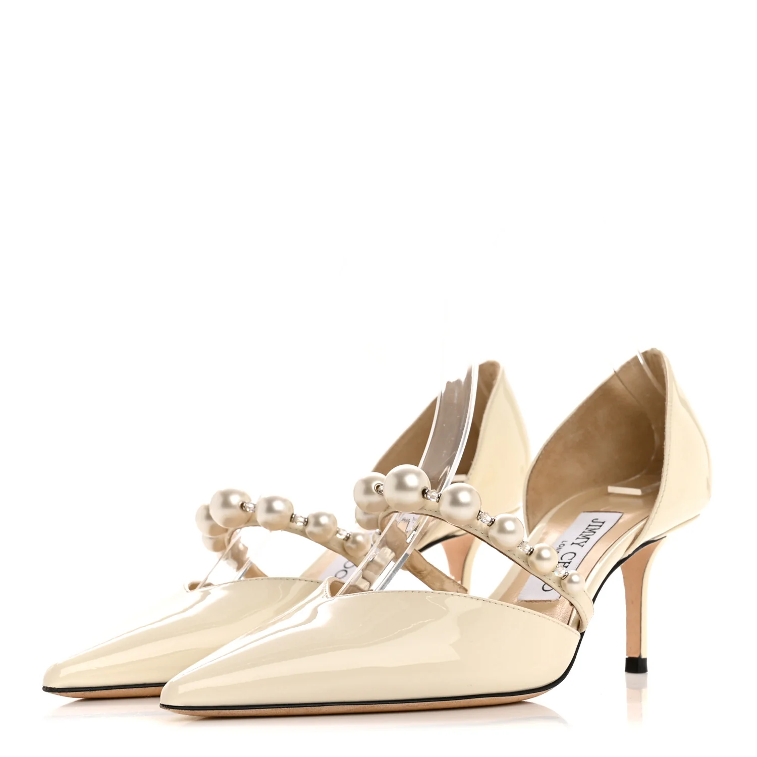 Patent Pearl Embellished Aurelie 65 Pumps 37 Latte White - Top Club