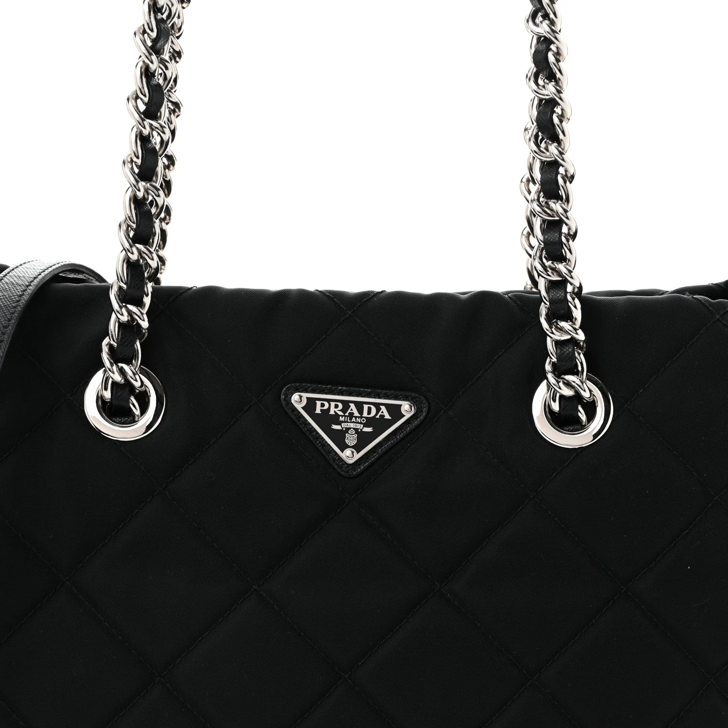 Nylon Tessuto Impuntu Quilted Tote Black - Top Club