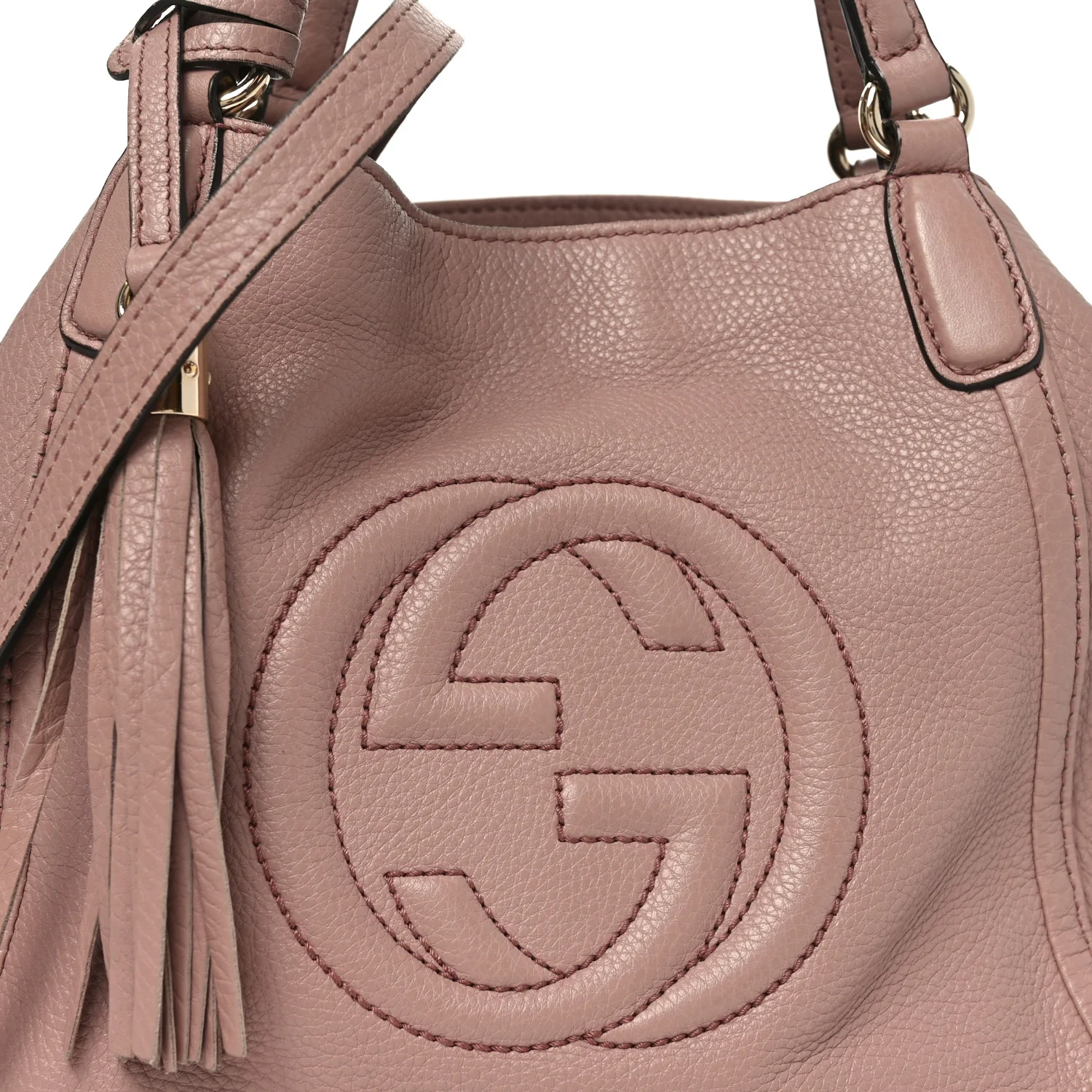 Pebbled Calfskin Small Soho Shoulder Bag Light Pink - Top Club