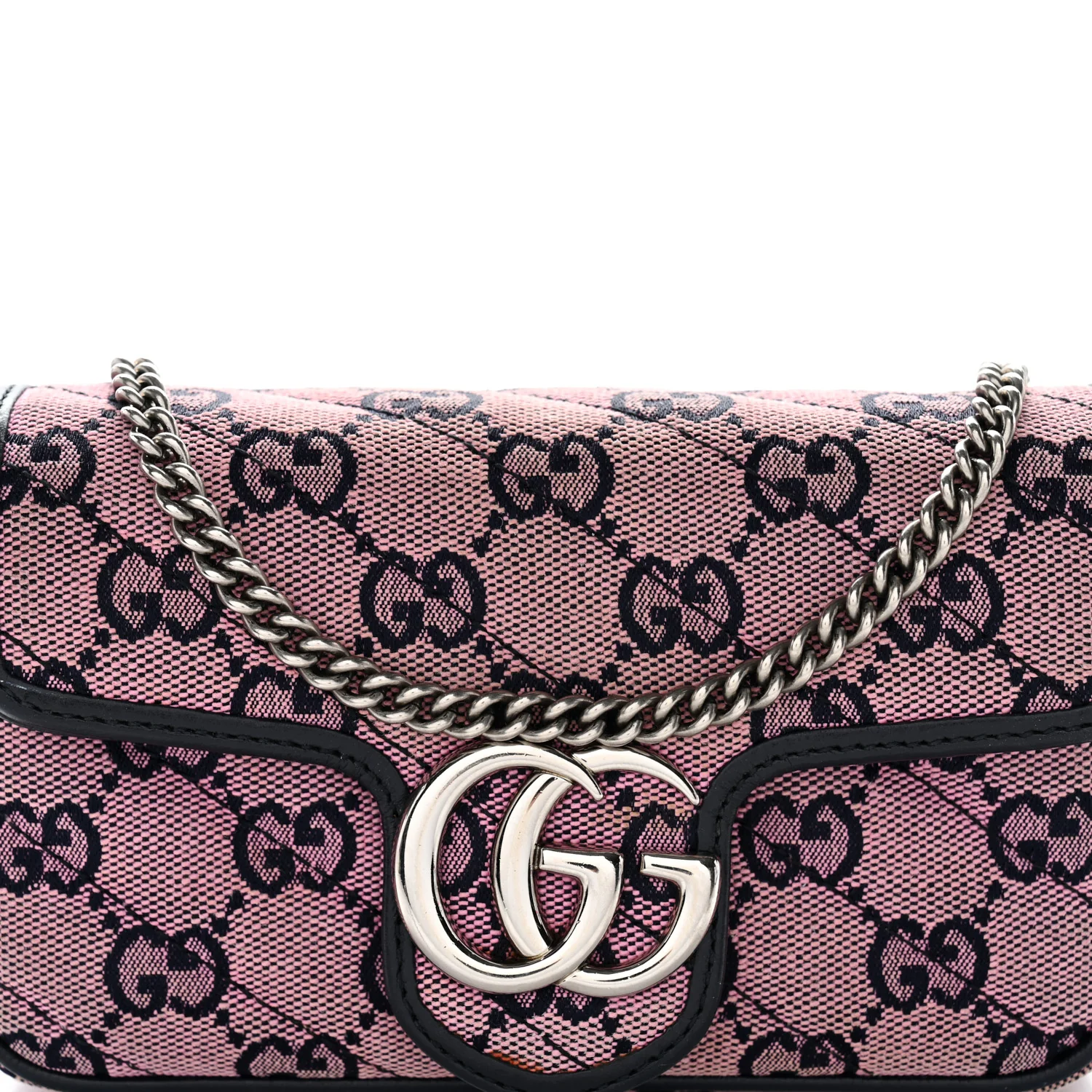 Monogram Multicolor Matelasse Diagonal Super Mini GG Marmont Shoulder Bag Pink Blue - Top Club