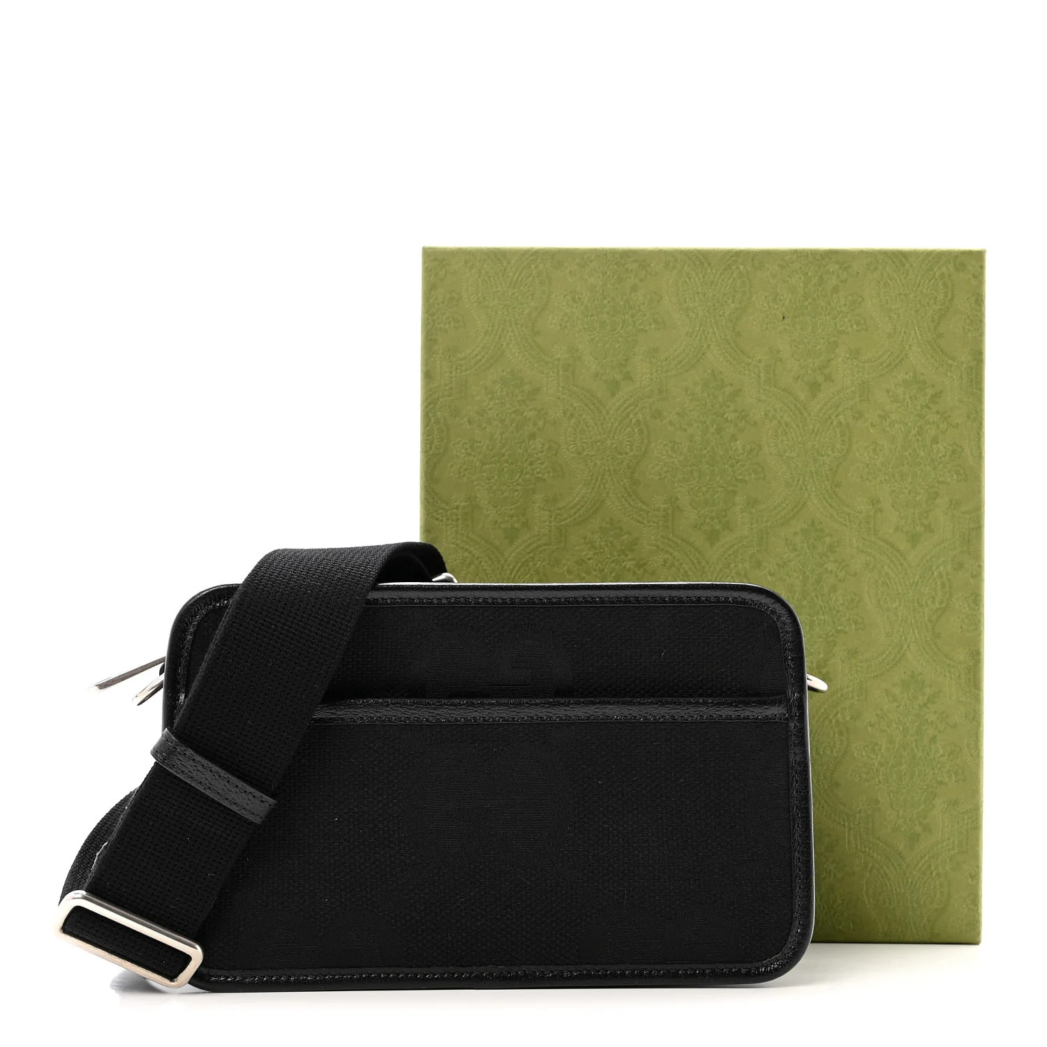Monogram Jumbo GG Textured Dollar Calfskin Web Mini Crossbody Bag Black - Top Club