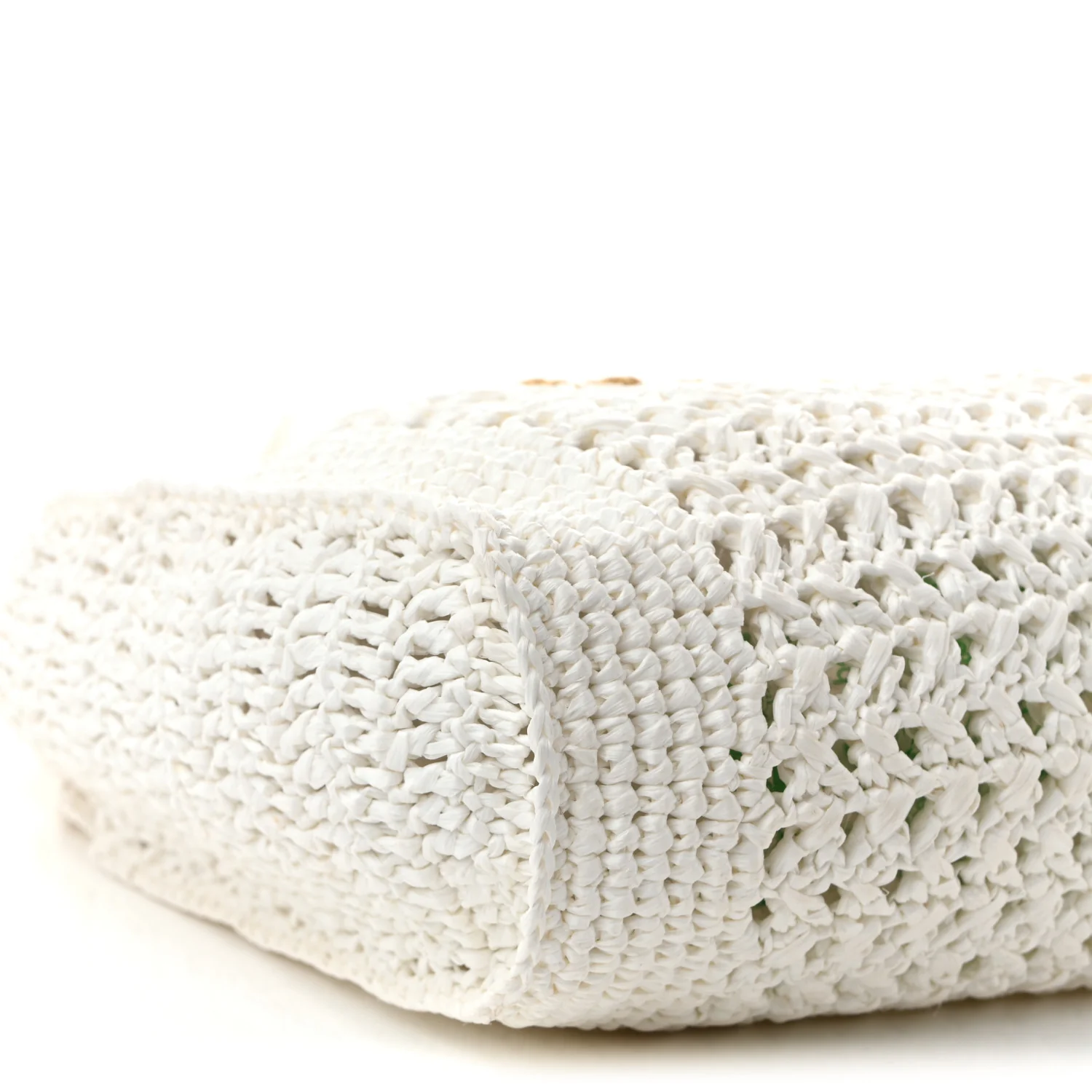Raffia Crochet Woven Tote Bag White - Top Club