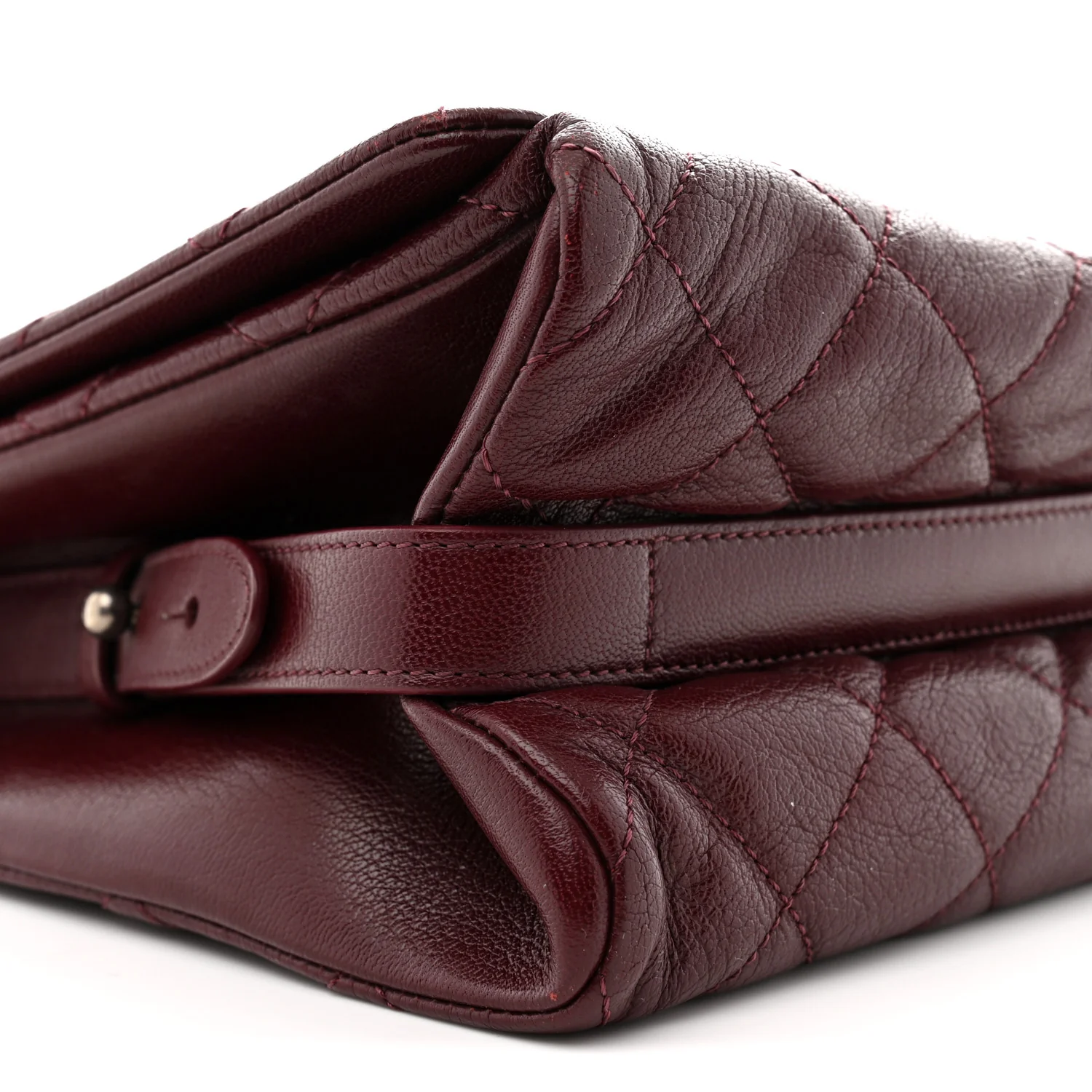 Goatskin Quilted Large City Rock Flap Burgundy - Top Club
