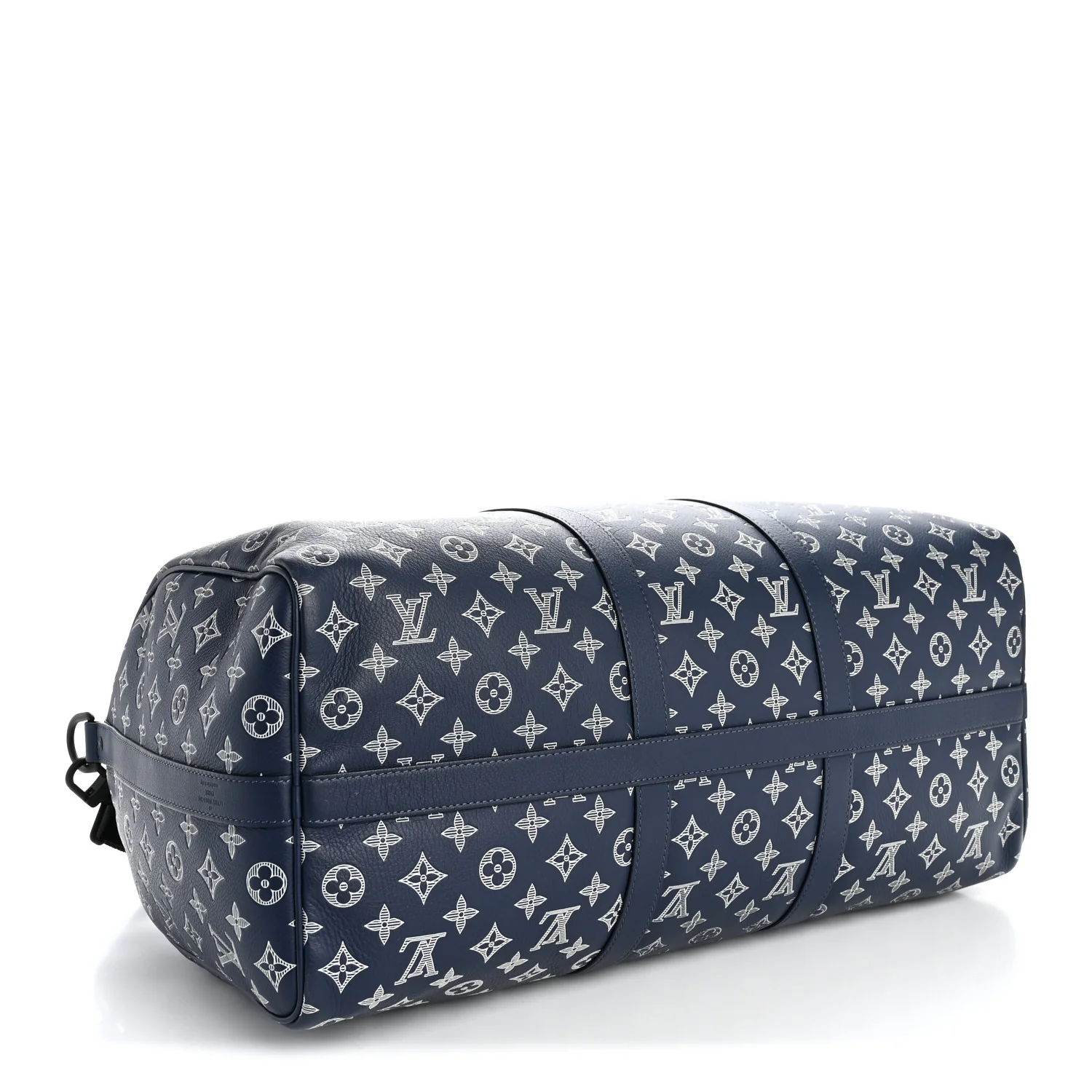 Calfskin Shadow Monogram Keepall Bandouliere 50 Ink Blue White - Top Club