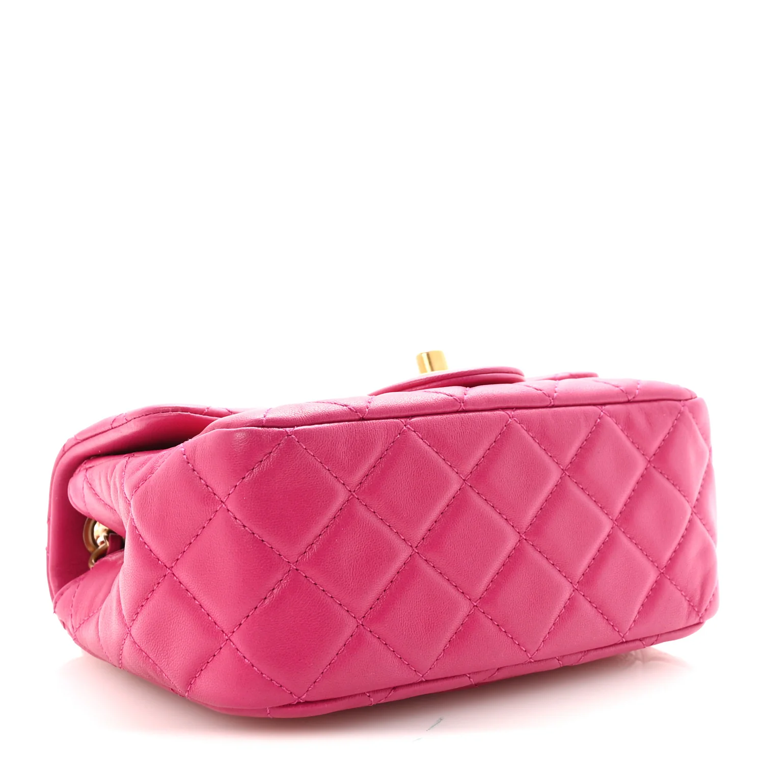 Lambskin Quilted Mini Pearl Crush Flap Fuchsia - Top Club