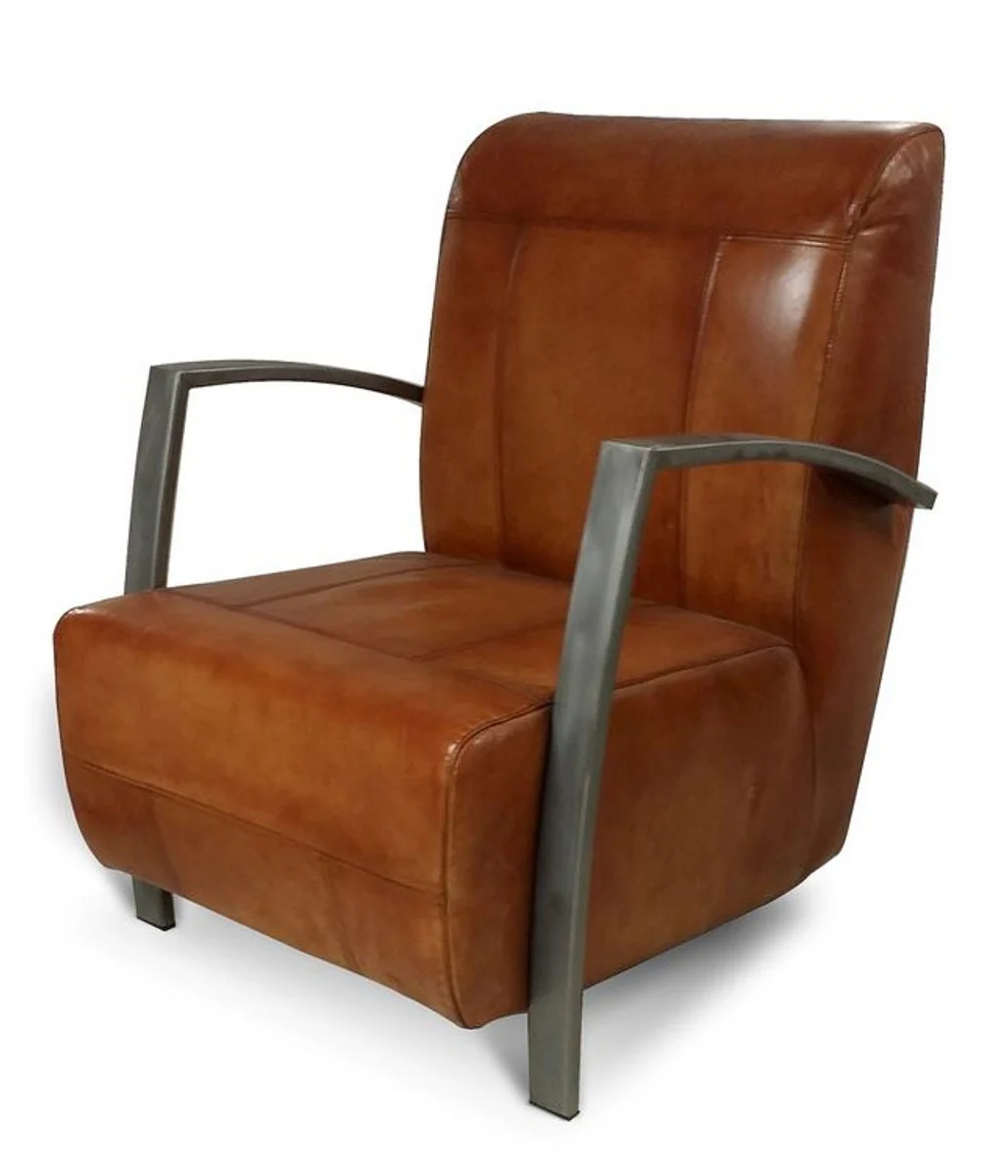 Vintage Industrial Genuine Leather Lounge Chair - ALL COLORS - Luxury Living Room Armchair Industrial Design Furniture Buffalo Leather